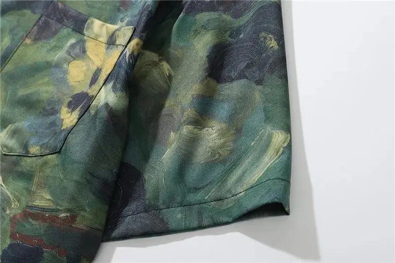 Japanese Brand Y2K Retro Hip Hop Flower Oil Paint Button Short Sleeve Shirt Size US L / EU 52-54 / 3 - 5 Thumbnail