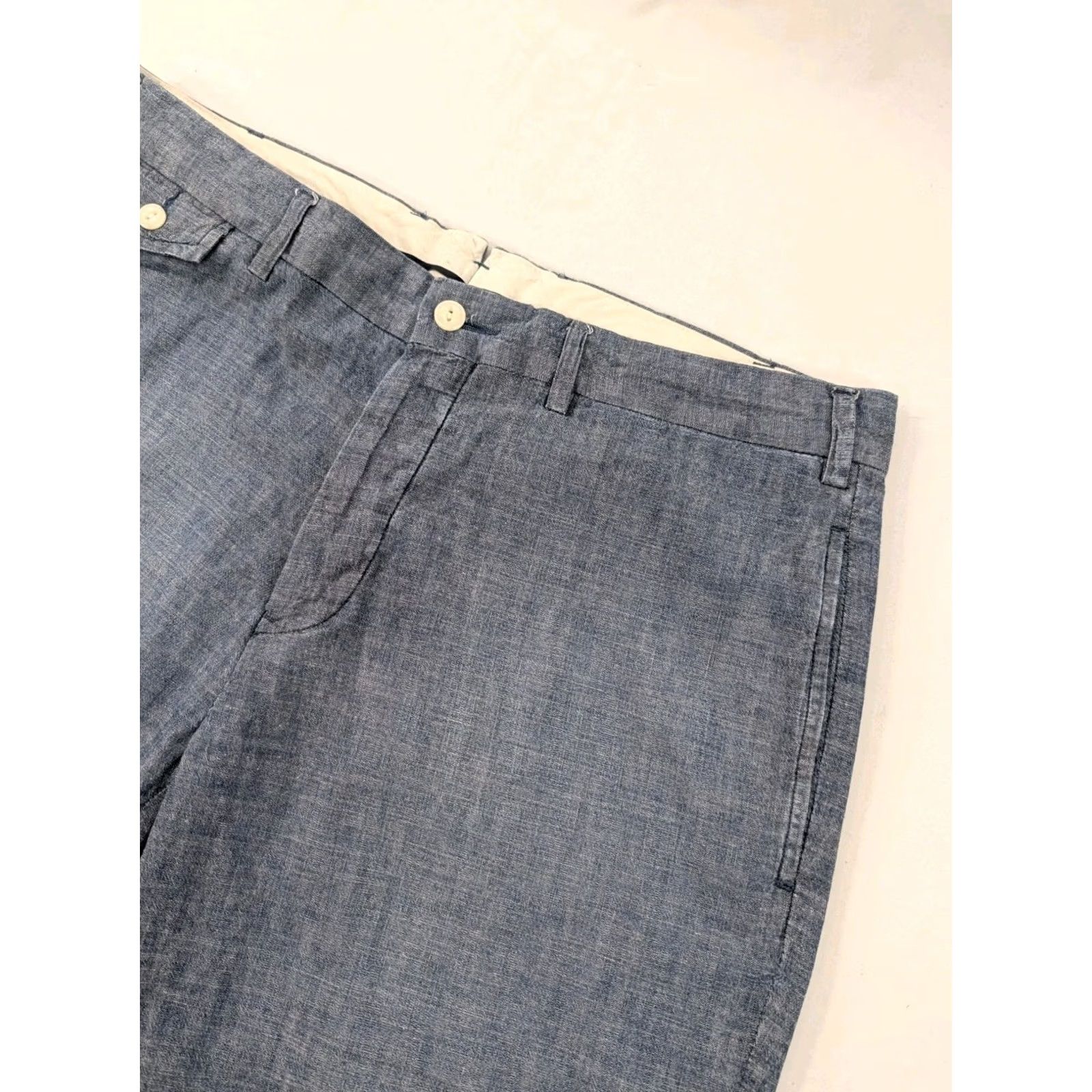Polo Ralph Lauren VINTAGE Polo Ralph Lauren Shorts Chino 35 Inseam 9" Linen Canvas Blue 90s Preppy Mens Size US S / EU 44-46 / 1 - 2 Thumbnail