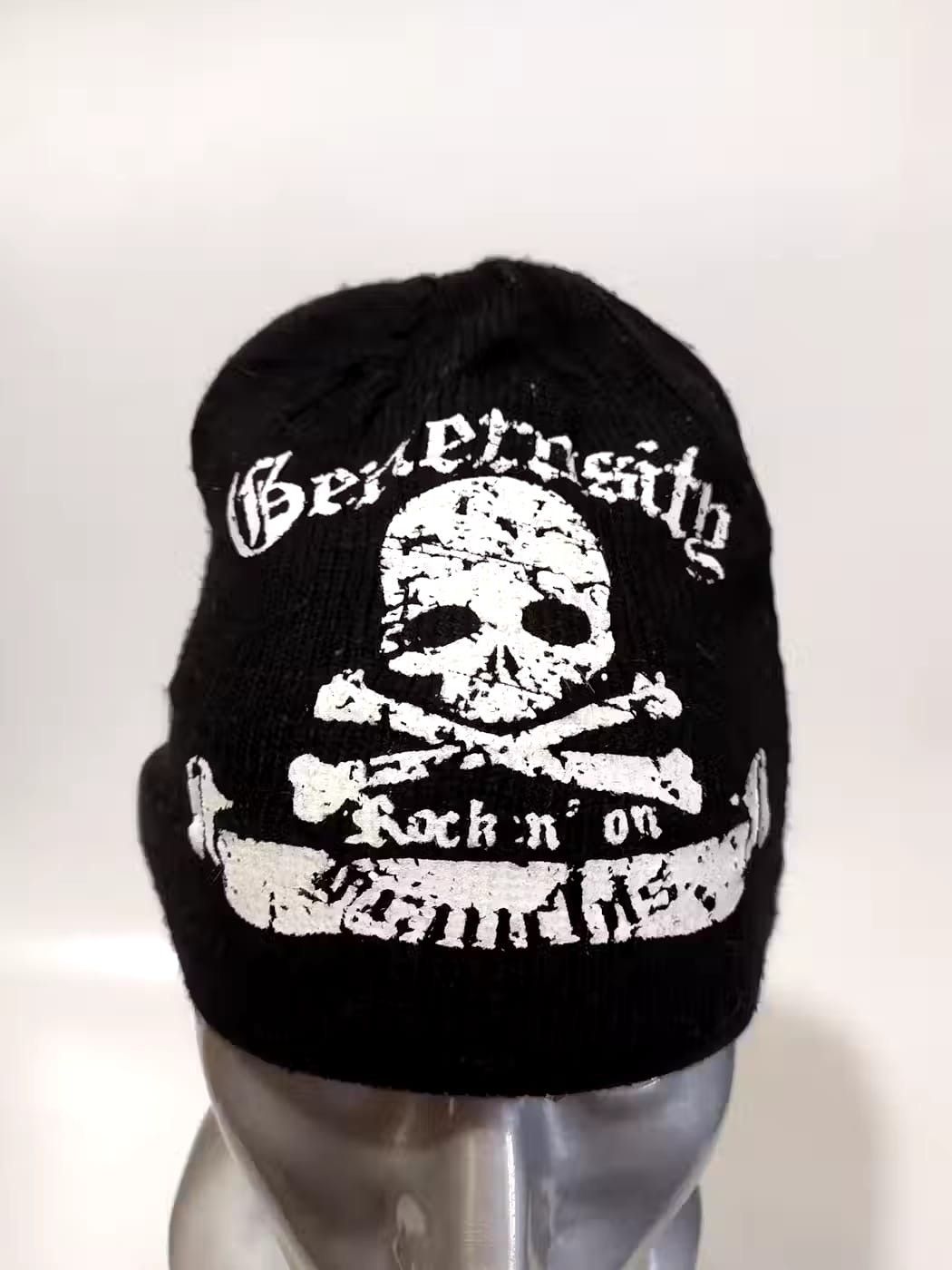 image of Avant Garde Generosity Distressed Skull Punk Beanie Hats in Black, Men's