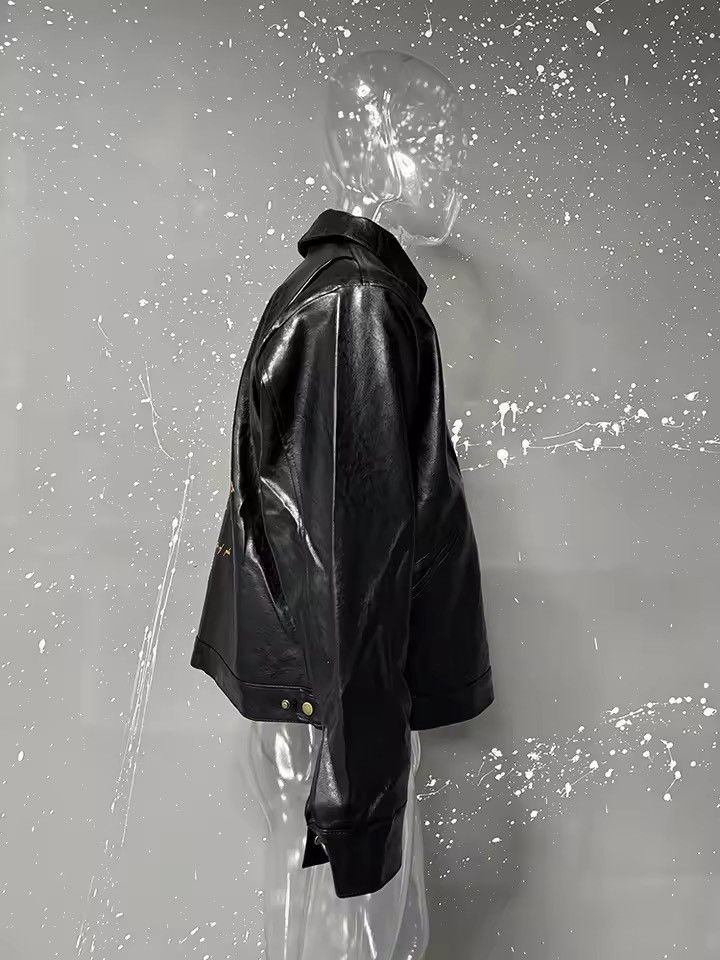 Japanese Brand Black Faux Leather Graphic Print Jacket, Relaxed Fit Size US L / EU 52-54 / 3 - 8 Thumbnail