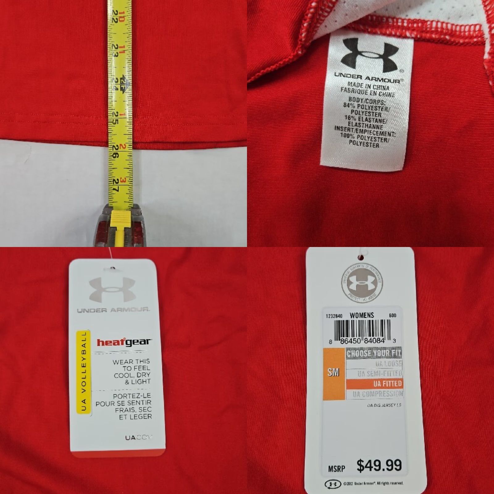 Under Armour Under Armour Volleyball T Shirt Women's S Red Long Sleeve HeatGear Fitted Size S / US 4 / IT 40 - 8 Thumbnail