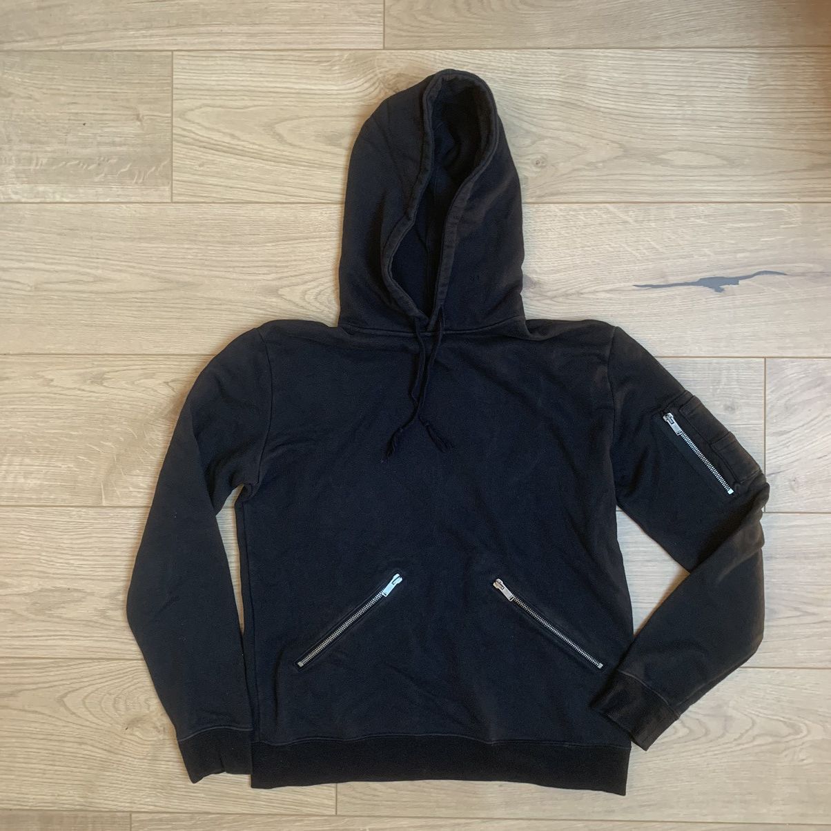 image of Saint Laurent Paris Saint Laurent Zip Hoodie in Black, Men's (Size Small)