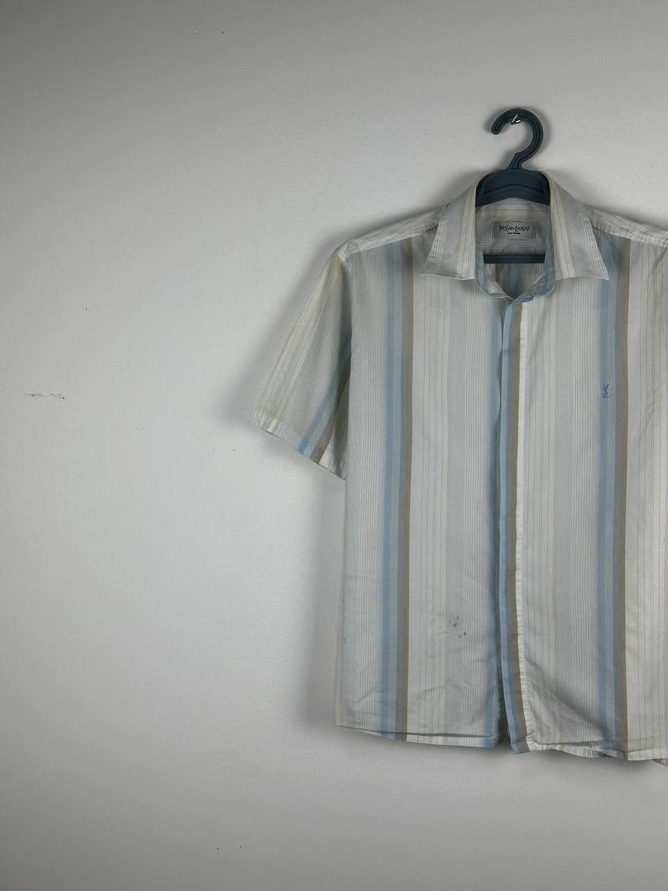 Vintage × Yves Saint Laurent Cotton YSL Shirt Blue Striped Longsleeve Button Up Size US L / EU 52-54 / 3 - 3 Thumbnail