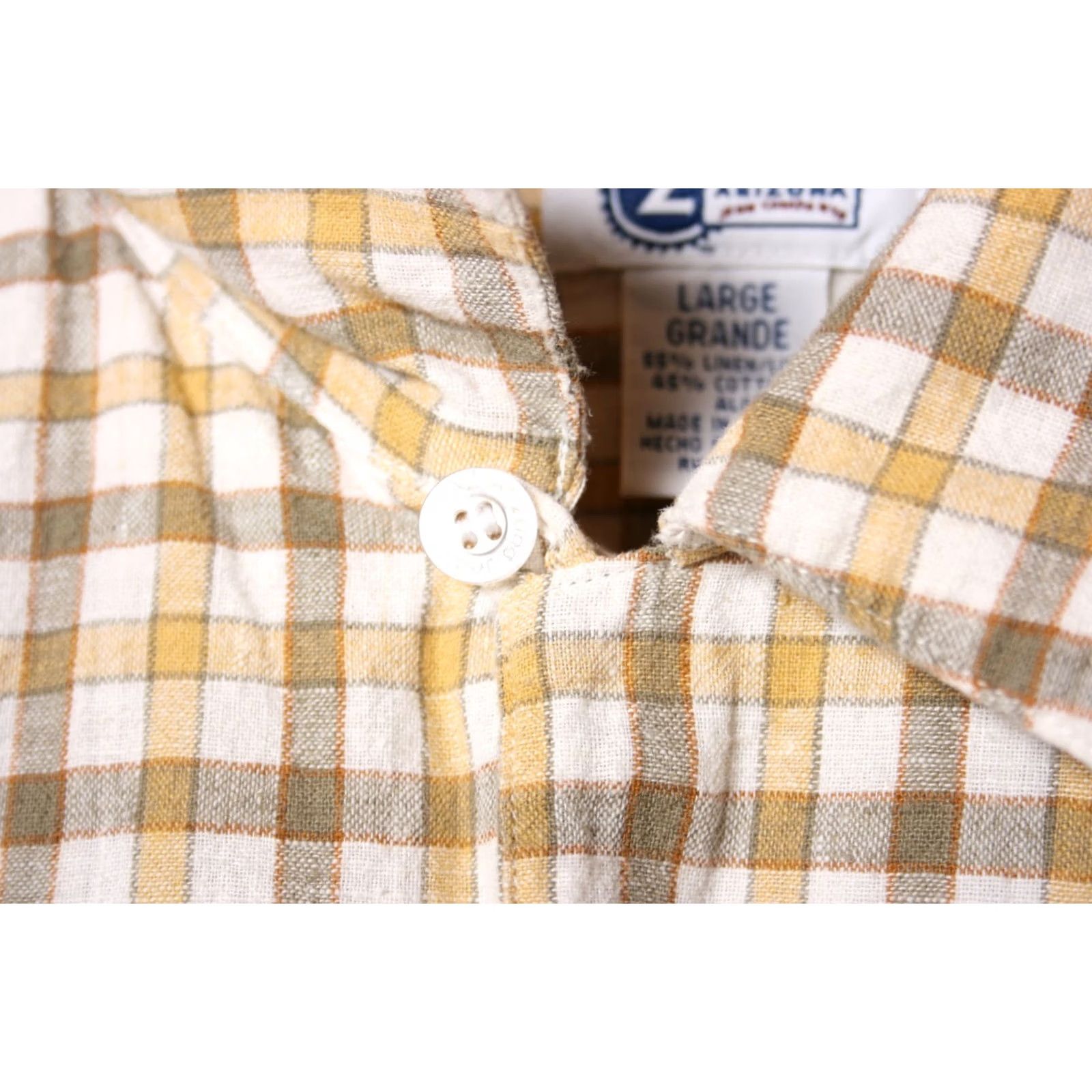 Vintage VINTAGE Arizona Jeans Shirt Mens Short Sleeve Yellow Check Loop Collar Sz L Size US L / EU 52-54 / 3 - 3 Thumbnail