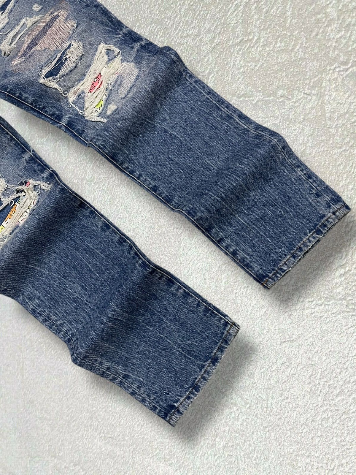 American Eagle Outfitters × Keith Haring × Vintage Designer American Eagle X Keith Hearing Patchwork Boro Denim Size US 32 / EU 48 - 4 Thumbnail