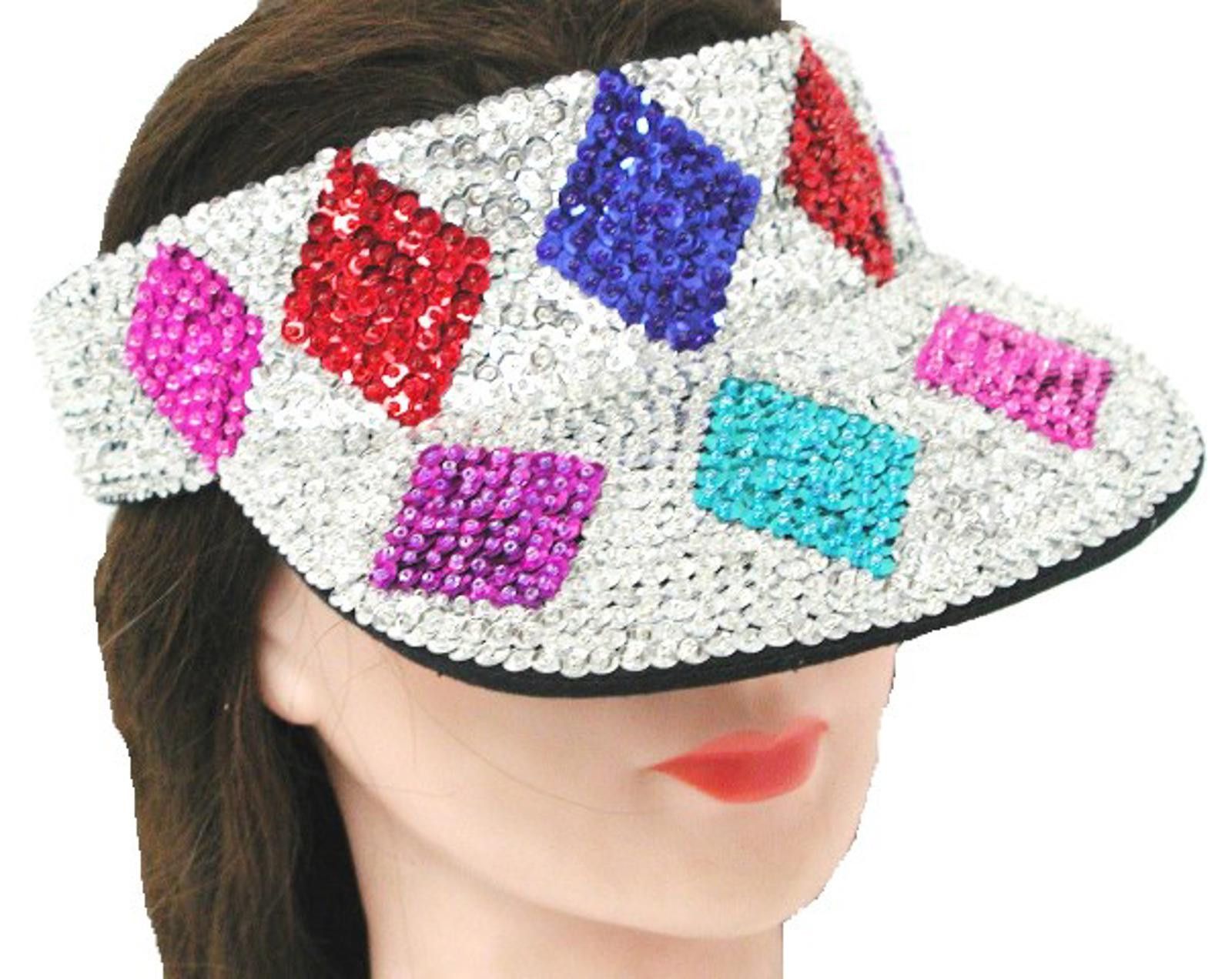 Designer Sequin Sun Visor Silver with Diamond Space Size ONE SIZE - 1 Preview