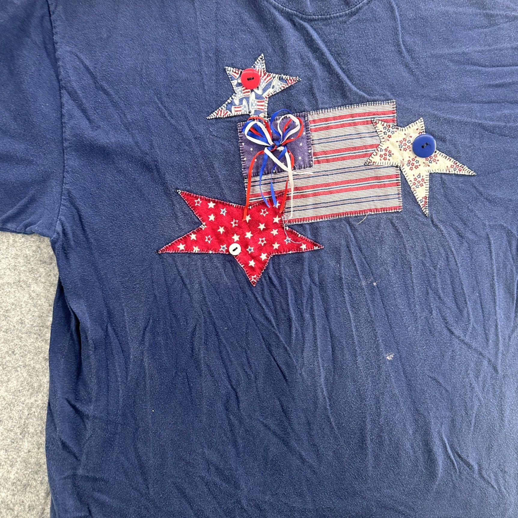 Hanes VINTAGE Hanes Beefy-T Patriotic Flag Shirt Mens Large Blue Red Star USA 90s Tee Size US L / EU 52-54 / 3 - 2 Thumbnail