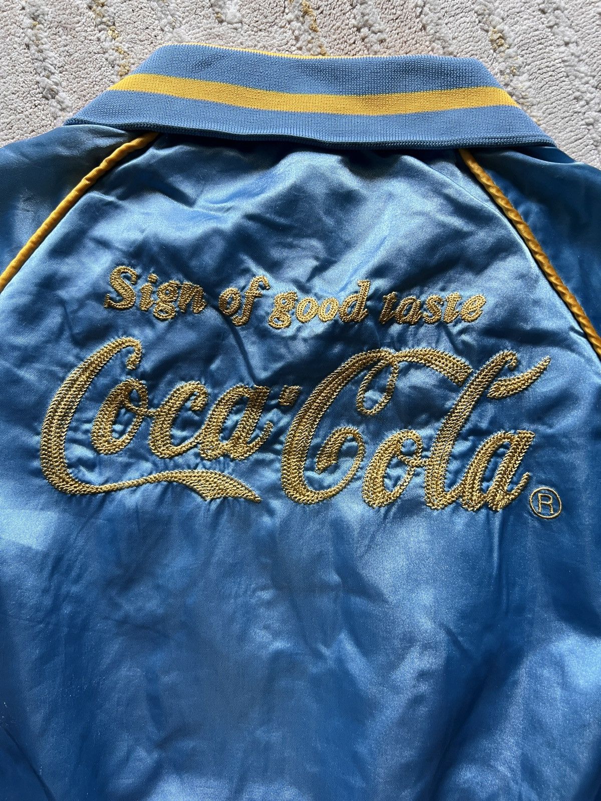 Coca Cola × Vintage Vtg Coca Cola Light Blue Embroided Satin Jacket Size US M / EU 48-50 / 2 - 5 Thumbnail
