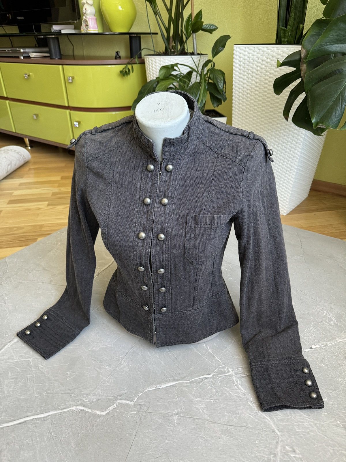 Hysteric Glamour 00s Military Napoleon Washed Denim Jacket PPFM Balmain Style Size S / US 4 / IT 40 - 12 Thumbnail