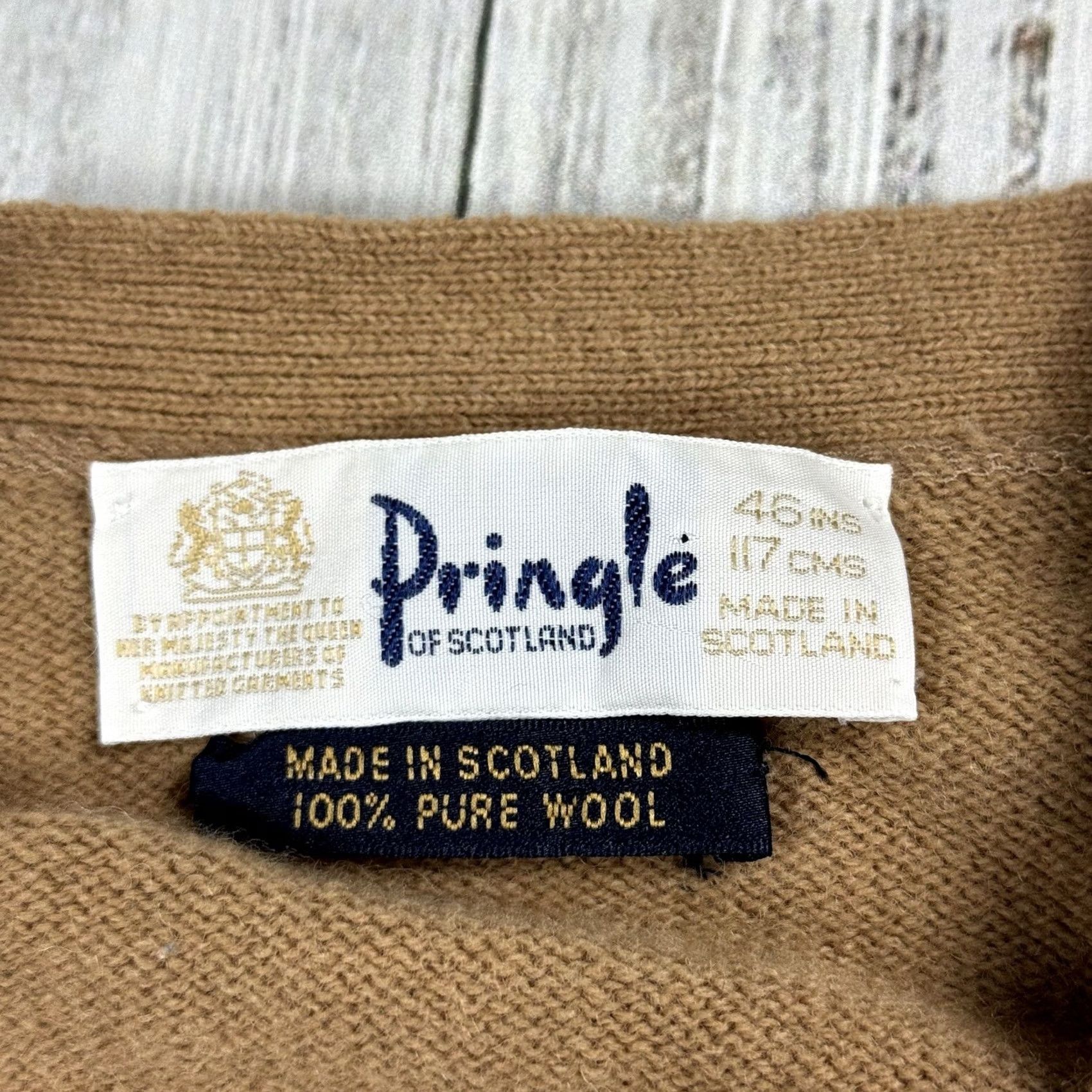 Vintage Pringle Of Scotland Sweater 1XL Brown Cardigan 100% Pure Wool 5-Button Sz 46 Mens, Men's — image 4 of 6