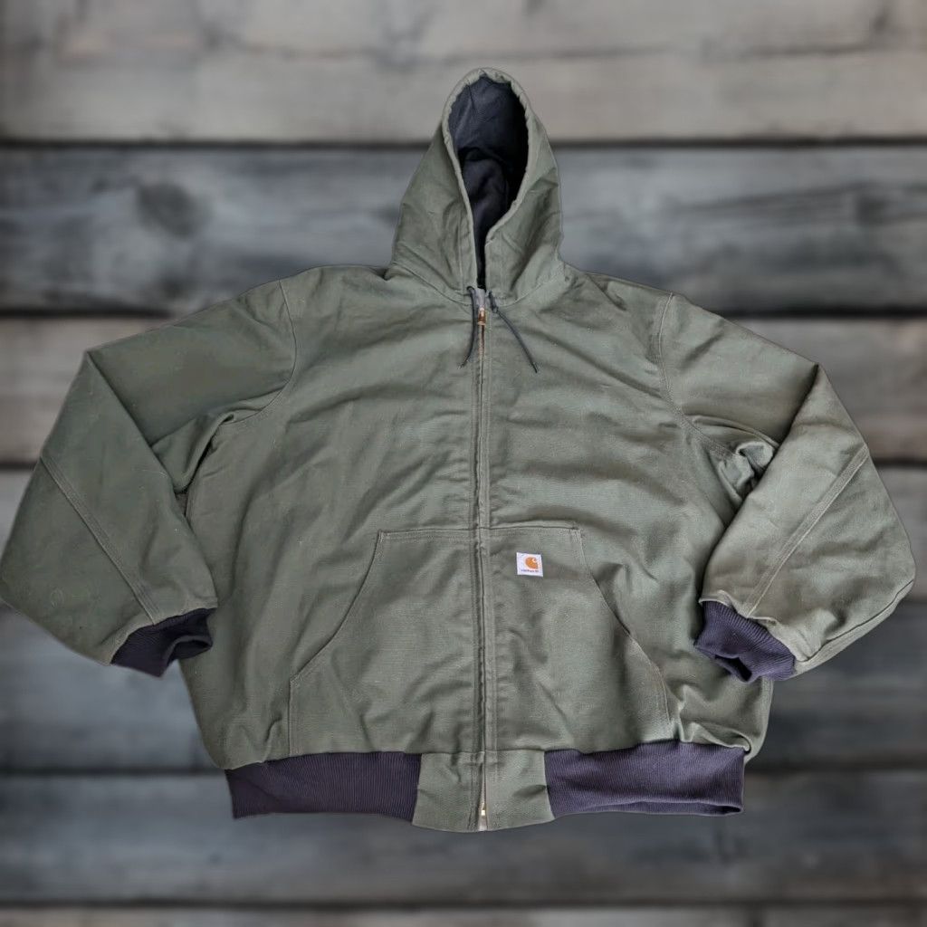 Carhartt VINTAGE Carhartt Jacket Mens 2XLT Military Green Canvas Bomber J131 GRN Y2K Workwear Size US XXL / EU 58 / 5 - 1 Thumbnail