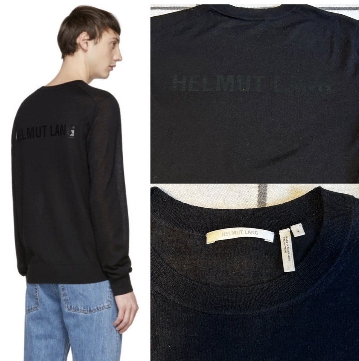 Helmut Lang Helmut Lang Silk/Wool Fine Knit Sweater Logo Black Size S Size US S / EU 44-46 / 1 - 2 Thumbnail