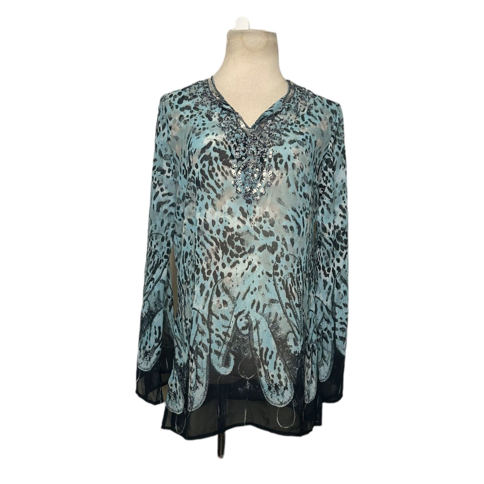 Saks Fifth Avenue Saks Fifth Avenue animal print sheer sequin tunic size Small Size S / US 4 / IT 40 - 11 Thumbnail
