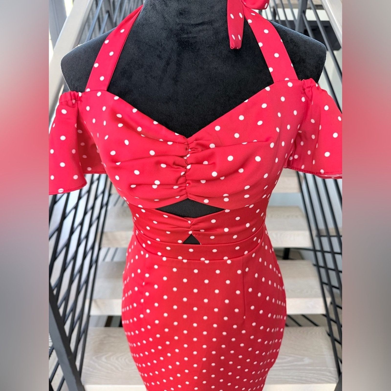 Other New Y2K Retro Vintage Red Polka Dot Off-Shoulder Dress S Size S / US 4 / IT 40 - 6 Thumbnail