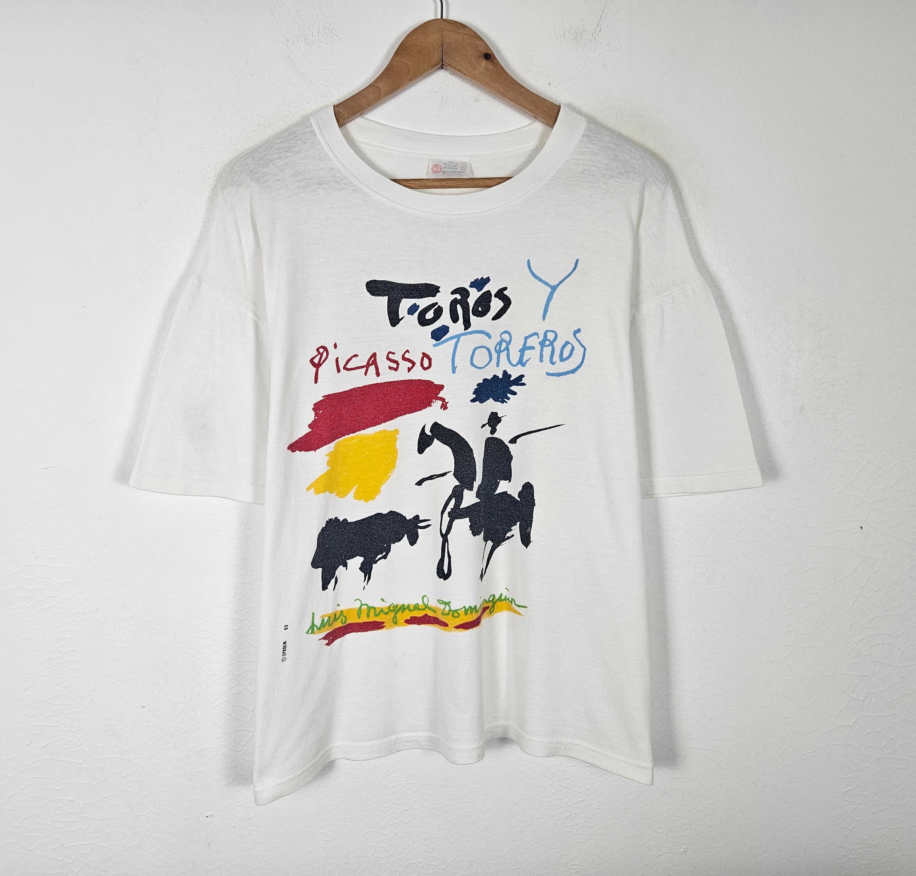 Vintage Vintage Pablo Picasso Toros Y Toreros Art White Shirt Size US XL / EU 56 / 4 - 2 Thumbnail