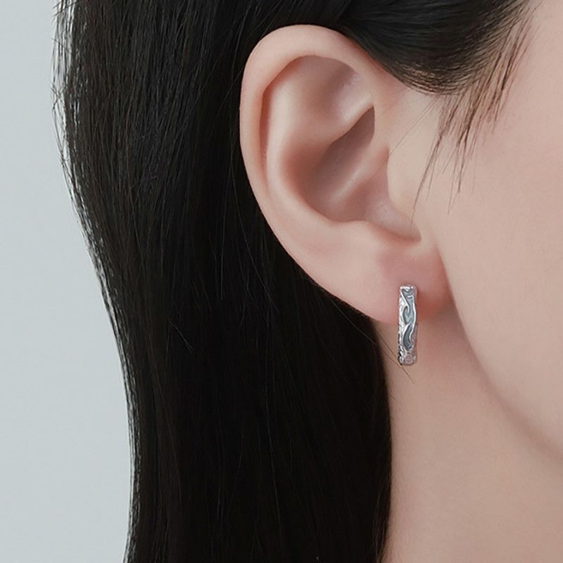 Jewelry × Sterling Silver One pairs New Trend Earrings Gothic Punk Chrome Jewelry Size ONE SIZE - 5 Thumbnail