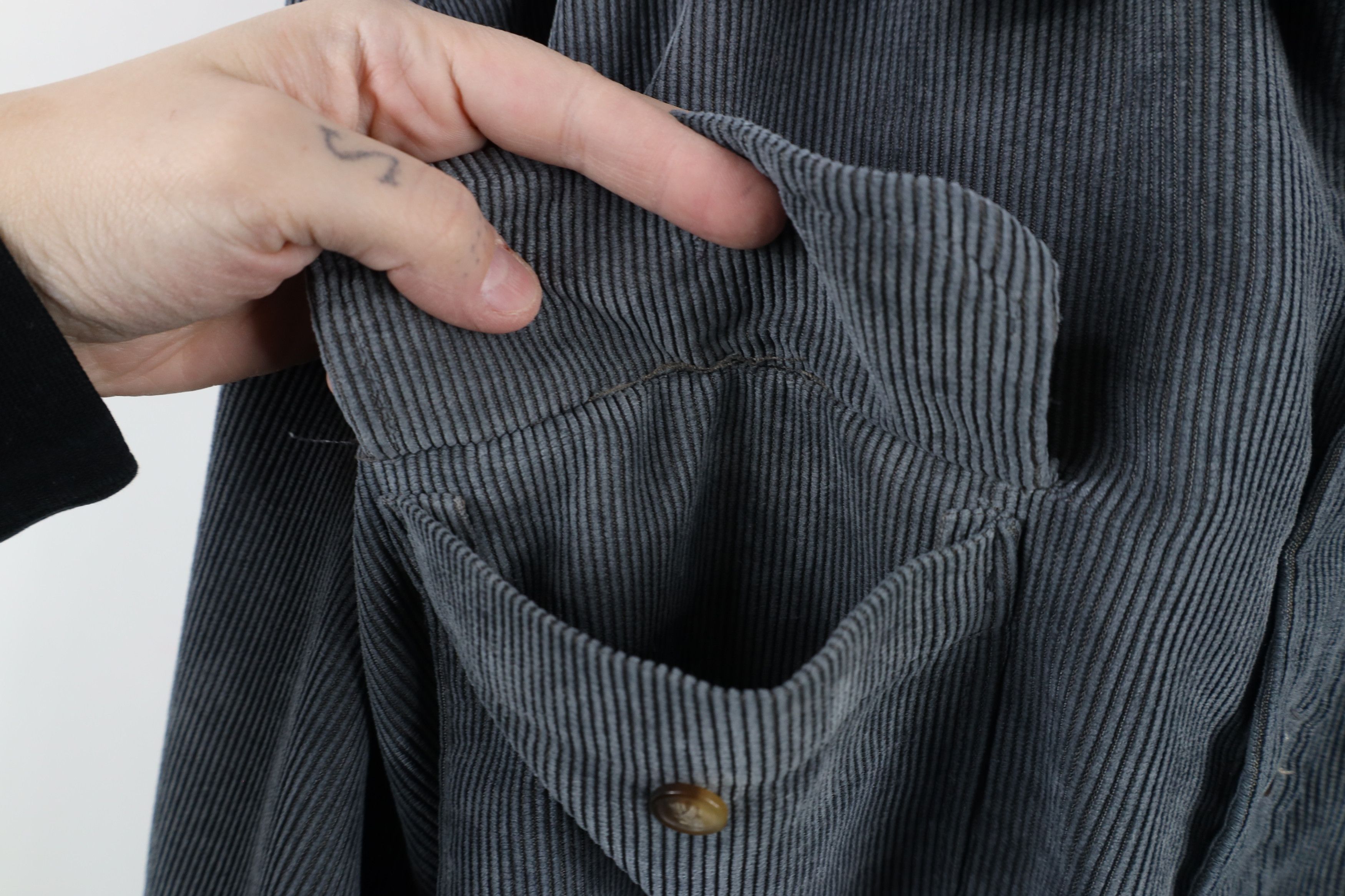 Vintage Vintage 90s Streetwear Corduroy Collared Button Shirt Gray Size US XXL / EU 58 / 5 - 6 Thumbnail