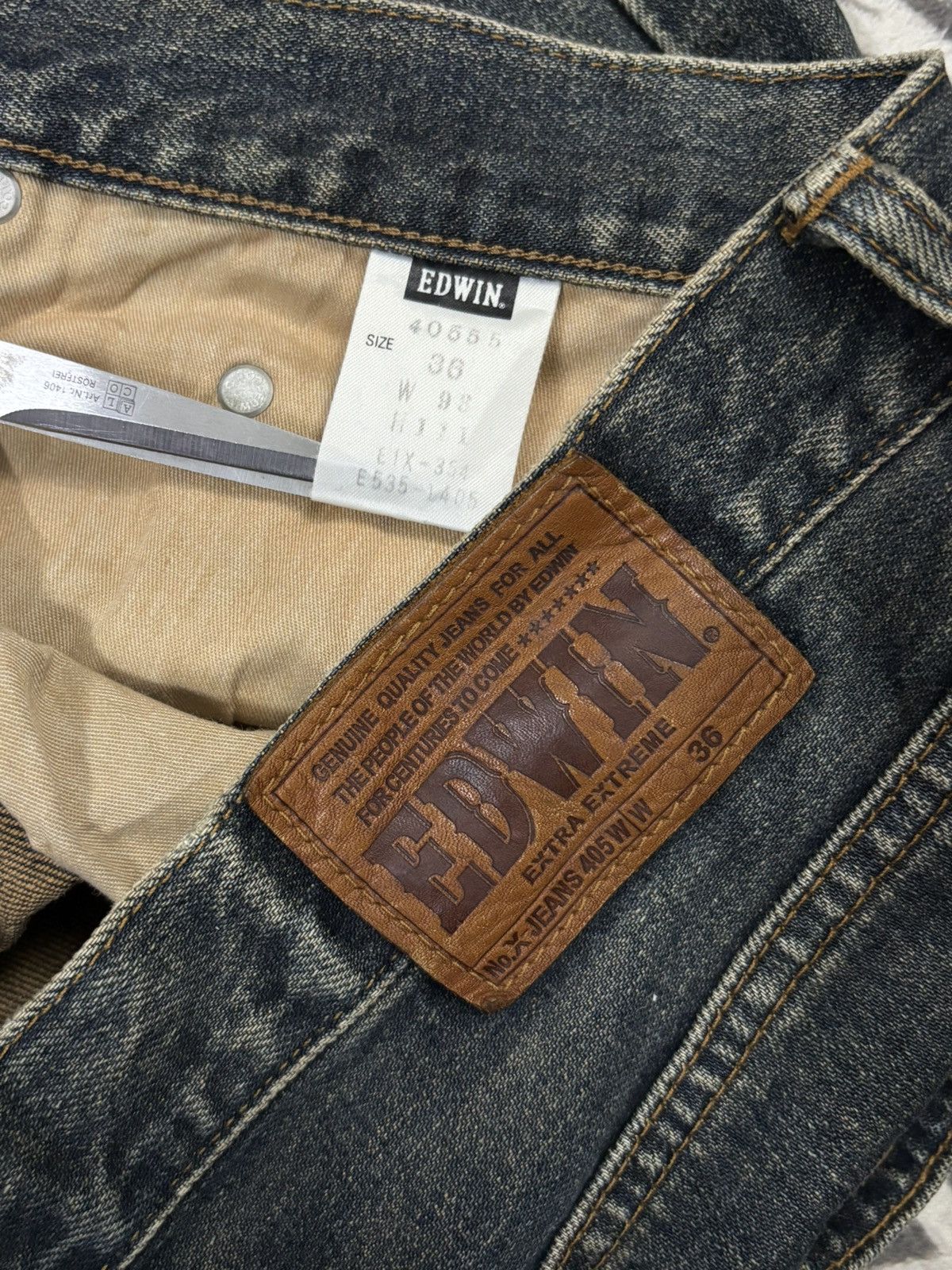 Edwin Vintage Y2K Edwin 405 Indigo Mud Wash Baggy Distressed Jeans Size US 36 / EU 52 - 18 Thumbnail