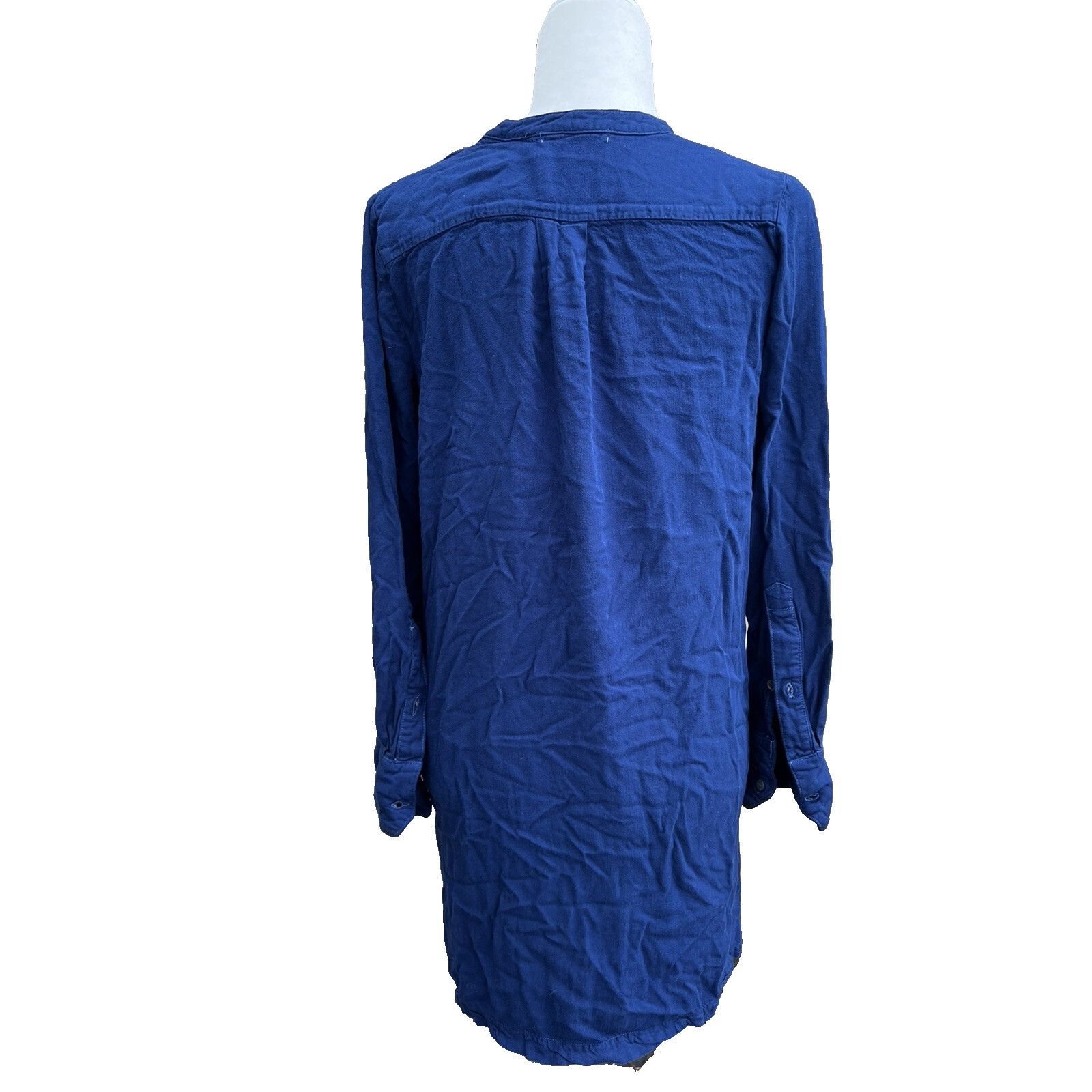 threeASFOUR Three dots women long top navy v neck work size M A001214 Size M / US 6-8 / IT 42-44 - 6 Thumbnail