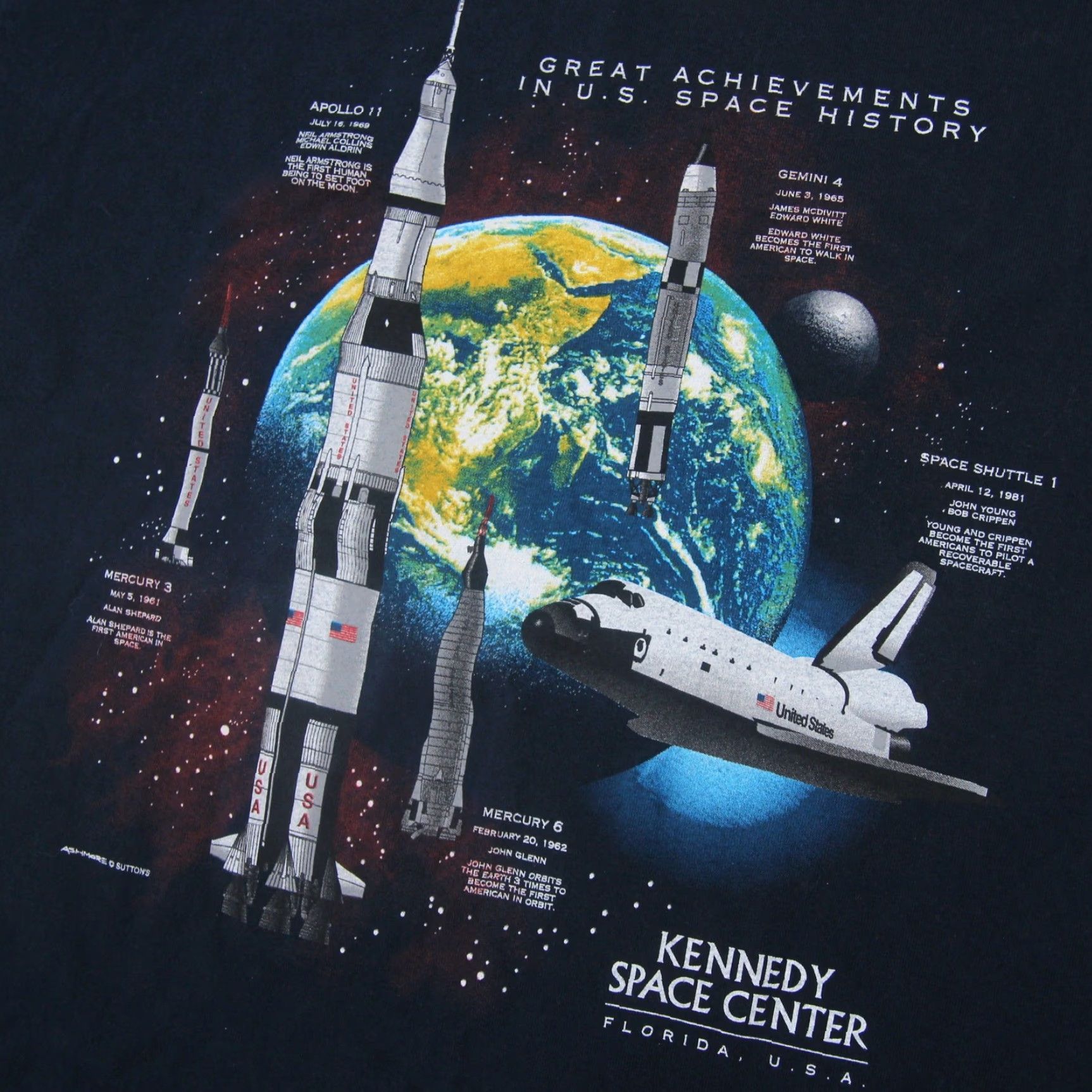 Vintage VINTAGE Kennedy Space Center Space Ship Mens L T-Shirt Black Size US L / EU 52-54 / 3 - 3 Thumbnail