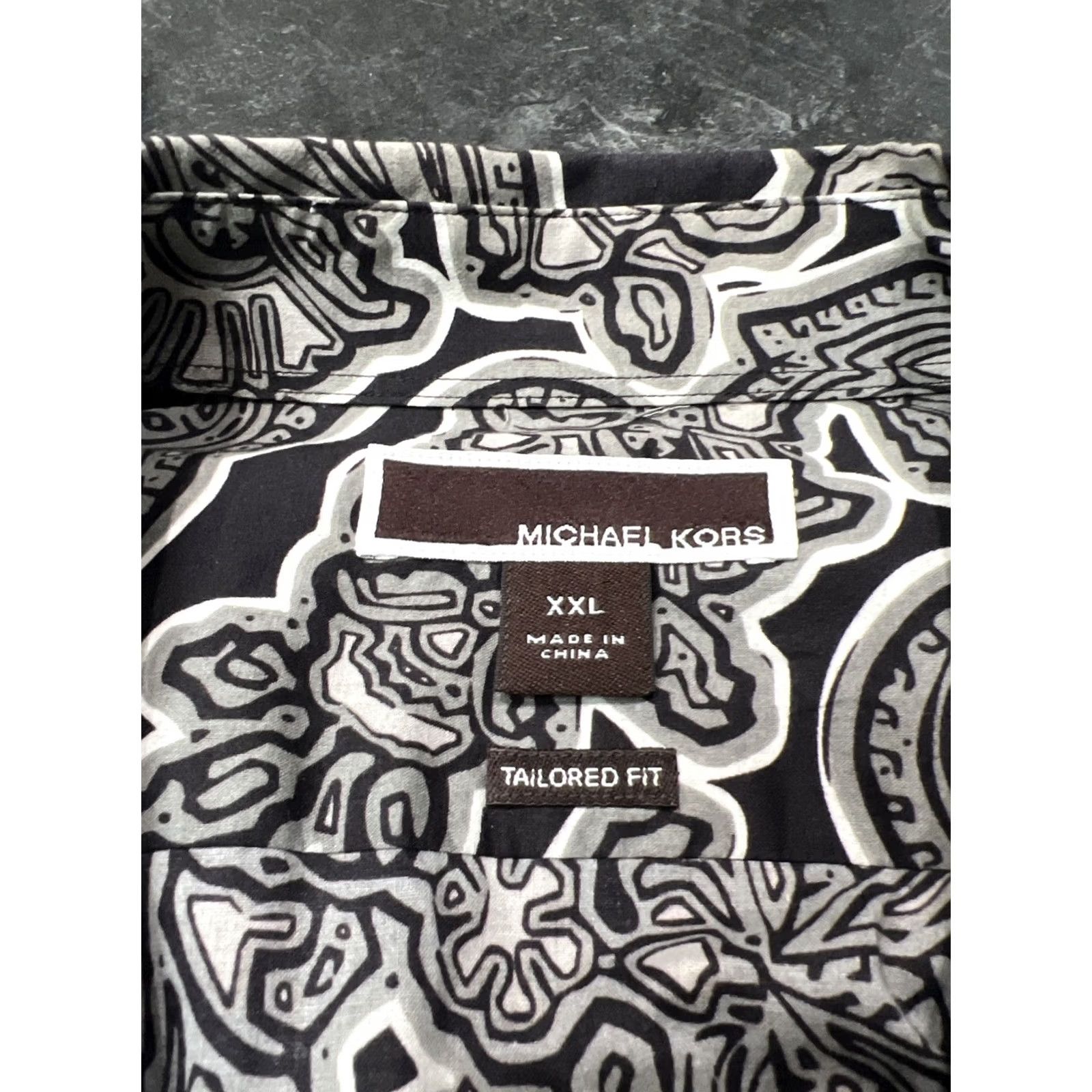 Michael Kors Michael Kors Paisley Shirt Tailored Fit 2XL 100% Cotton Button-Up Long Sleeve Khaki Multicolor Mens Size US XXL / EU 58 / 5 - 5 Thumbnail