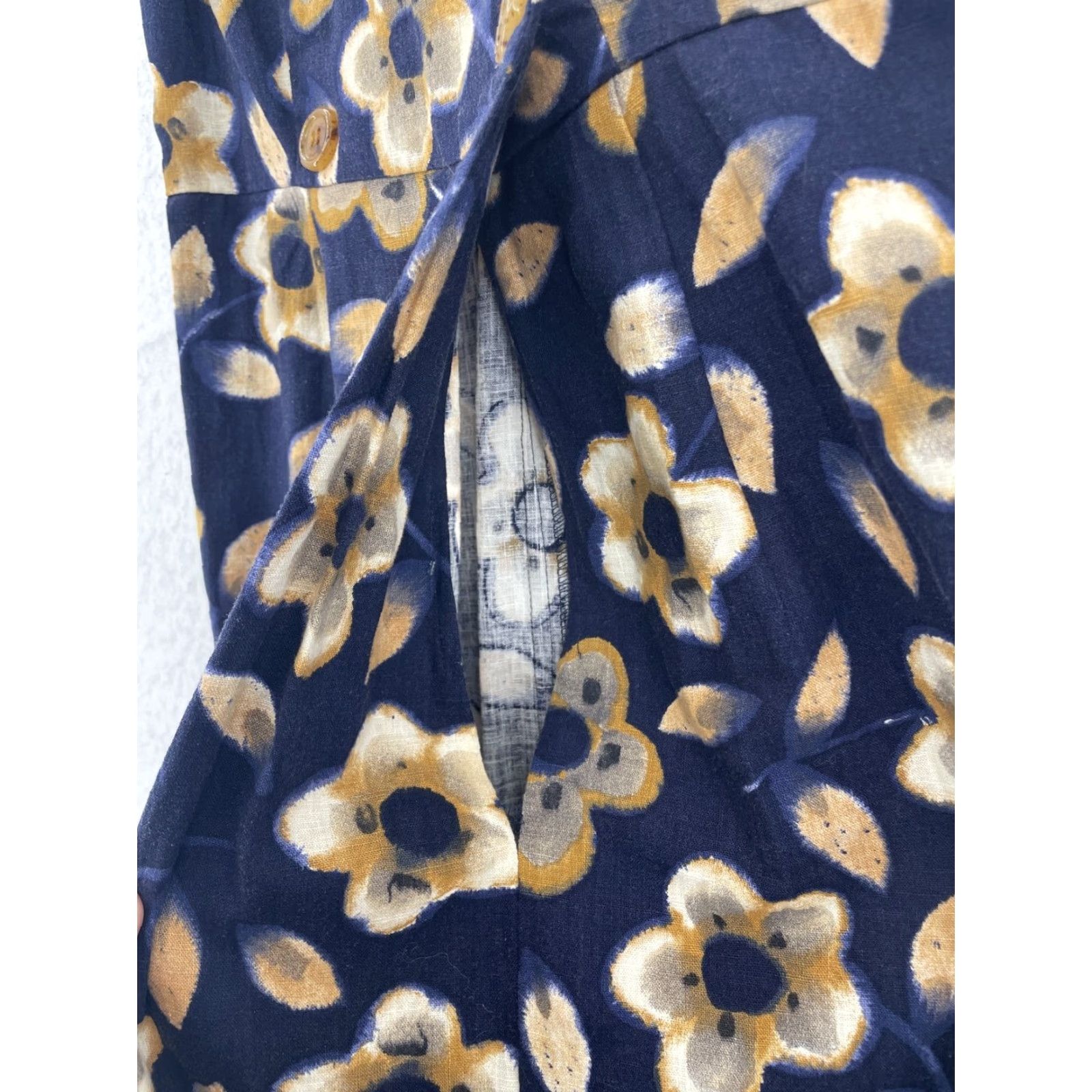 Vintage VINTAGE Karen Alexander Dress Women's 4 Navy Floral 1980s Cotton Casual Sleeveless BoHo Size S / US 4 / IT 40 - 6 Thumbnail