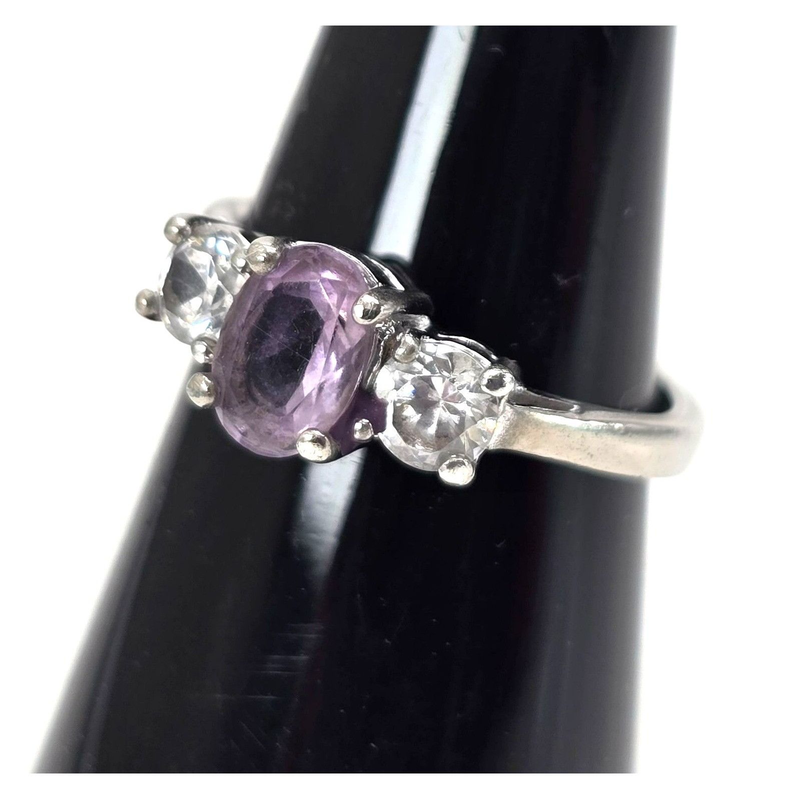 Other Amethyst & White Topaz Sterling Silver Ring Size 5.75 Elegan Size ONE SIZE - 1 Thumbnail