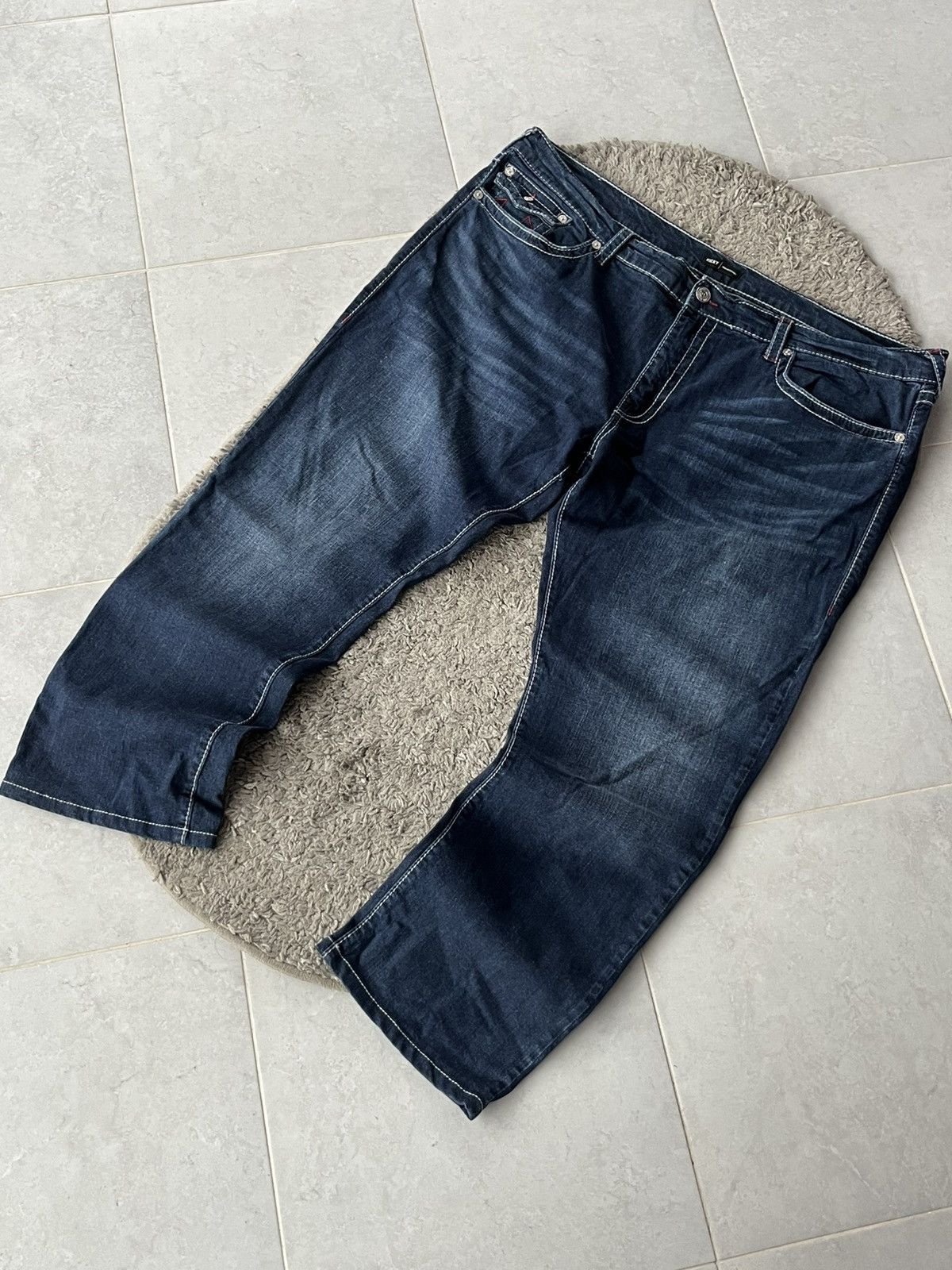 True Religion True Religion Dark Wash Straight Leg Jeans Red Stitching Size US 44 / EU 60 - 9 Thumbnail