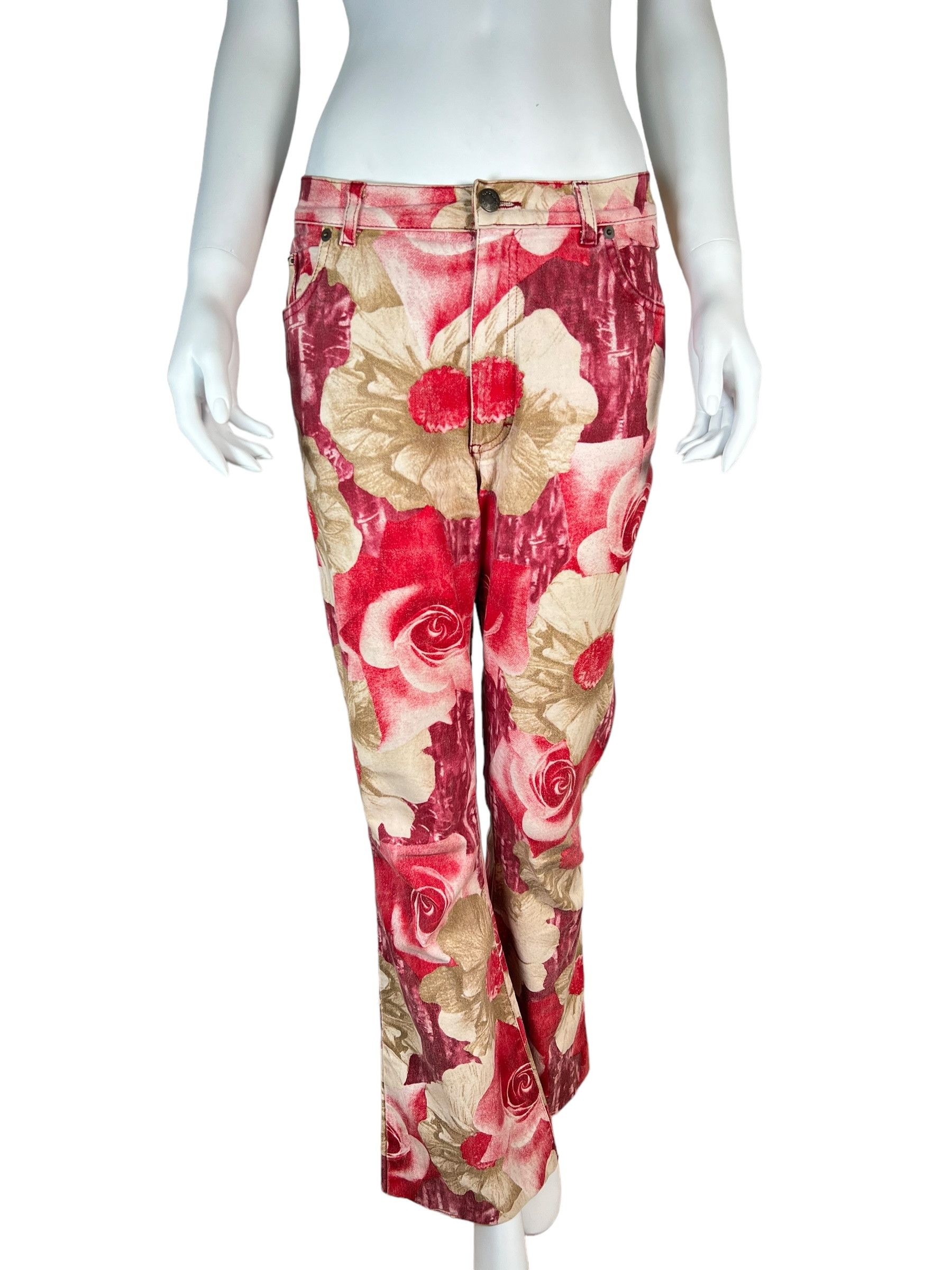 Alexander McQueen 90s Floral Printed Flared Denim