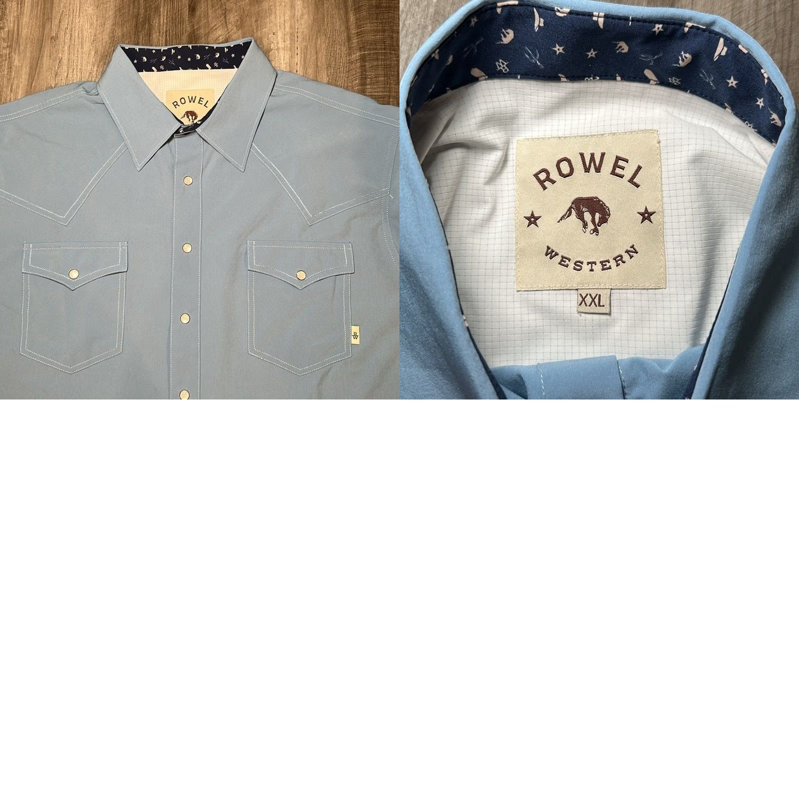Vintage Rowel Western Long Sleeve Pearl Snap Shirt 2XL Mens Blue Size US XXL / EU 58 / 5 - 8 Thumbnail