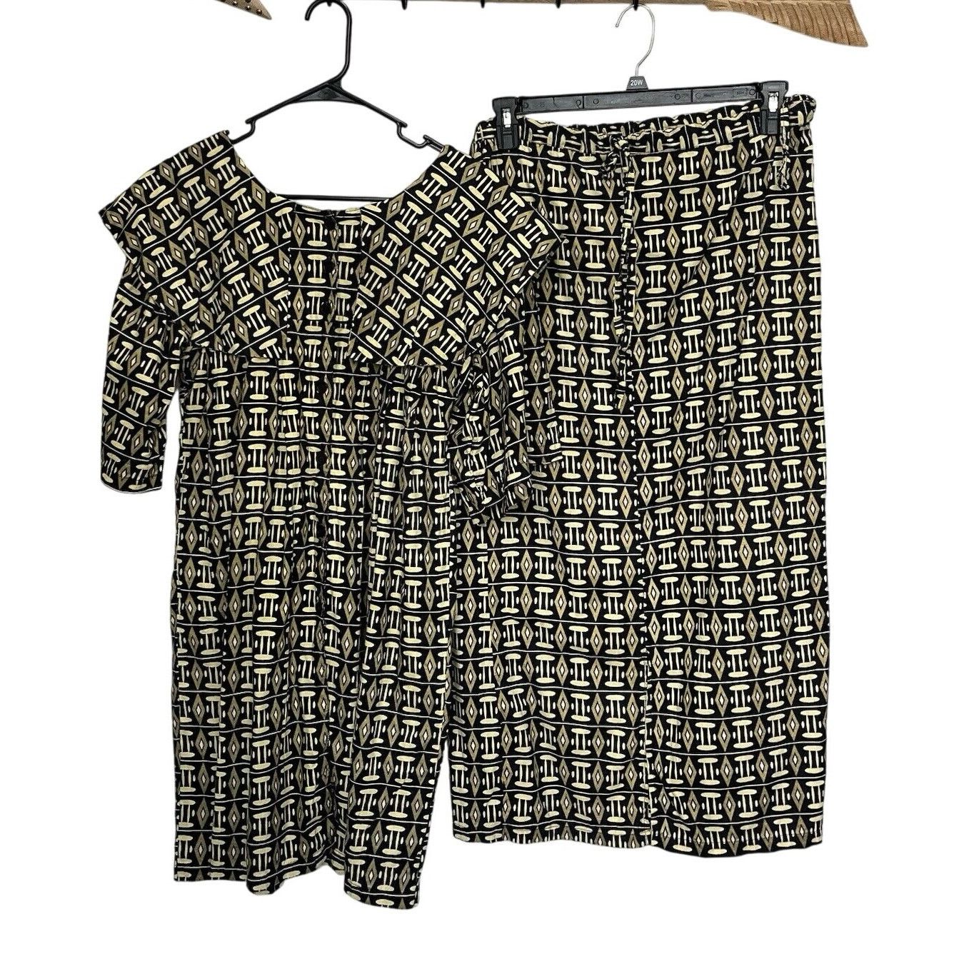 Vintage The African Village | Vintage Black Yel Dress & Skirt Set Size ONE SIZE - 1 Thumbnail
