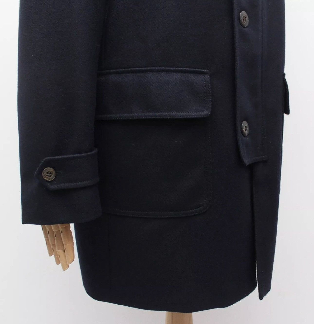 Brioni BRIONI Luxury Wool Long Navy Fur Collar Coat Overcoat fit XL Size US XL / EU 56 / 4 - 9 Thumbnail