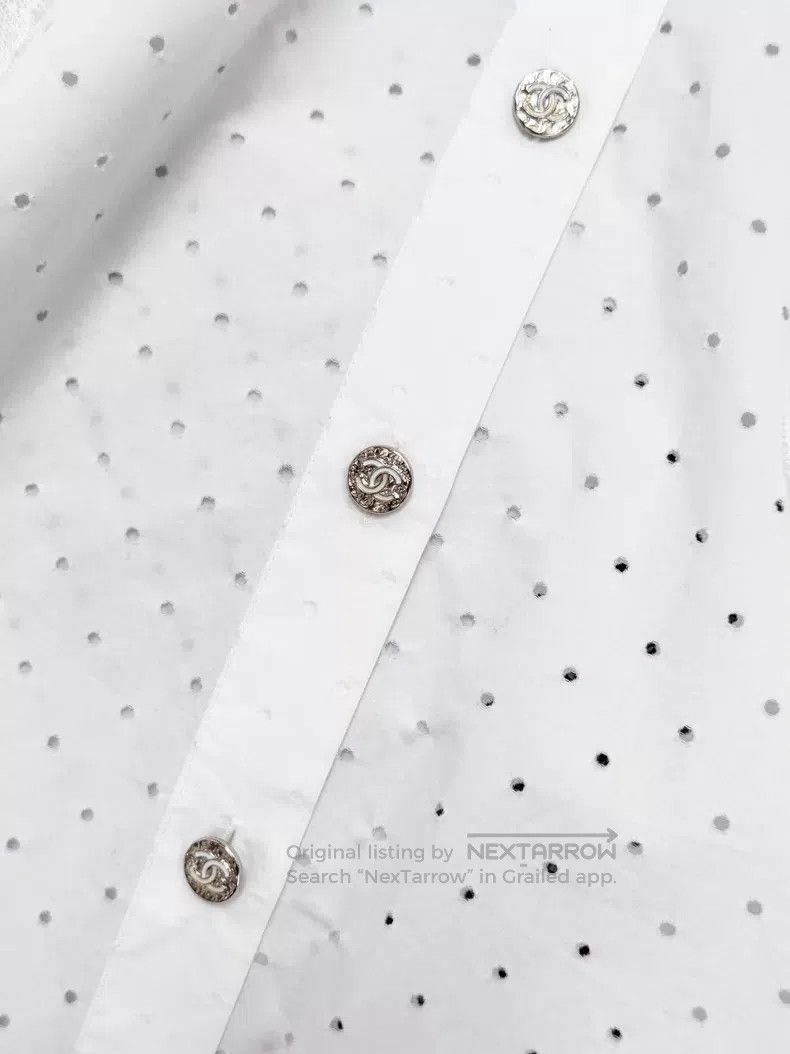 Chanel Chanel Hollow-oved streamer long-sleeved shirt Size S / US 4 / IT 40 - 4 Thumbnail