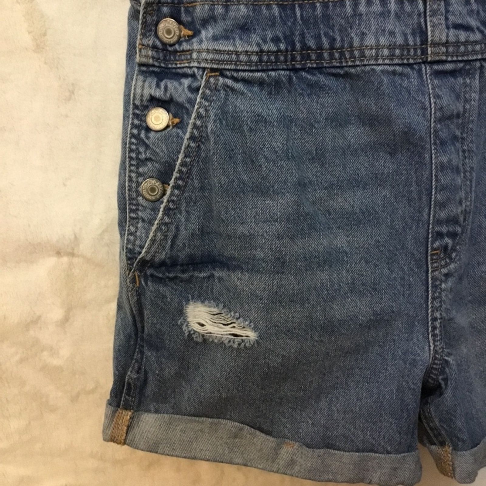 Old Navy Old Navy Blue Distressed Denim Overalls Rompers Size 32" / US 10 / IT 46 - 4 Thumbnail