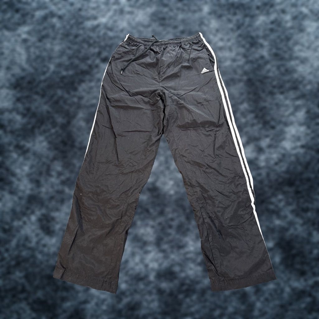 Adidas VINTAGE adidas Track Pants Mens M Black Pockets 70s Baggy Warm Ups Basketball Tightening Drawstring Size US 31 - 1 Thumbnail