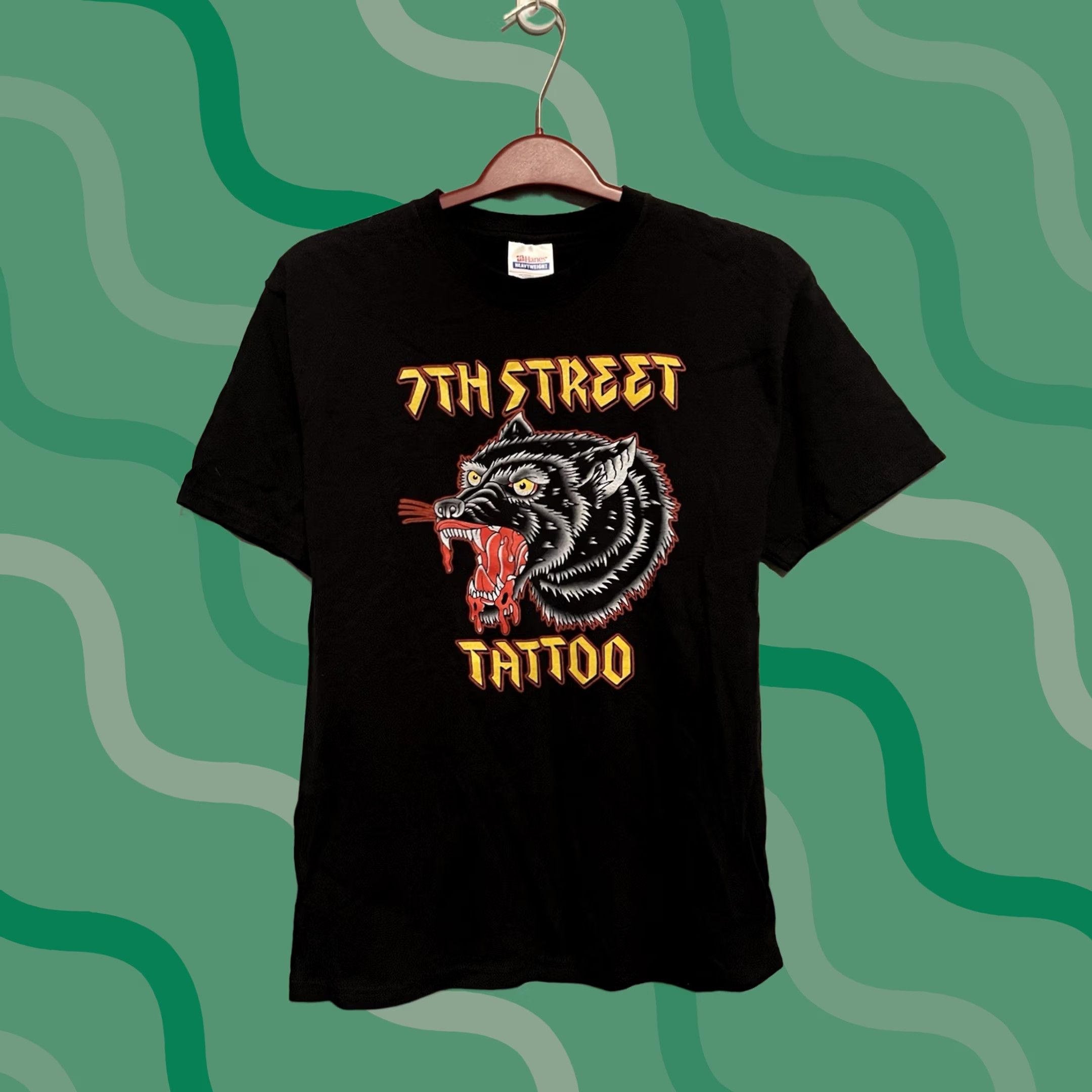 Hanes Vintage 7th Street Tattoo Wolf Shirt Lil Rock Black Size M Hanes Size US M / EU 48-50 / 2 - 1 Thumbnail