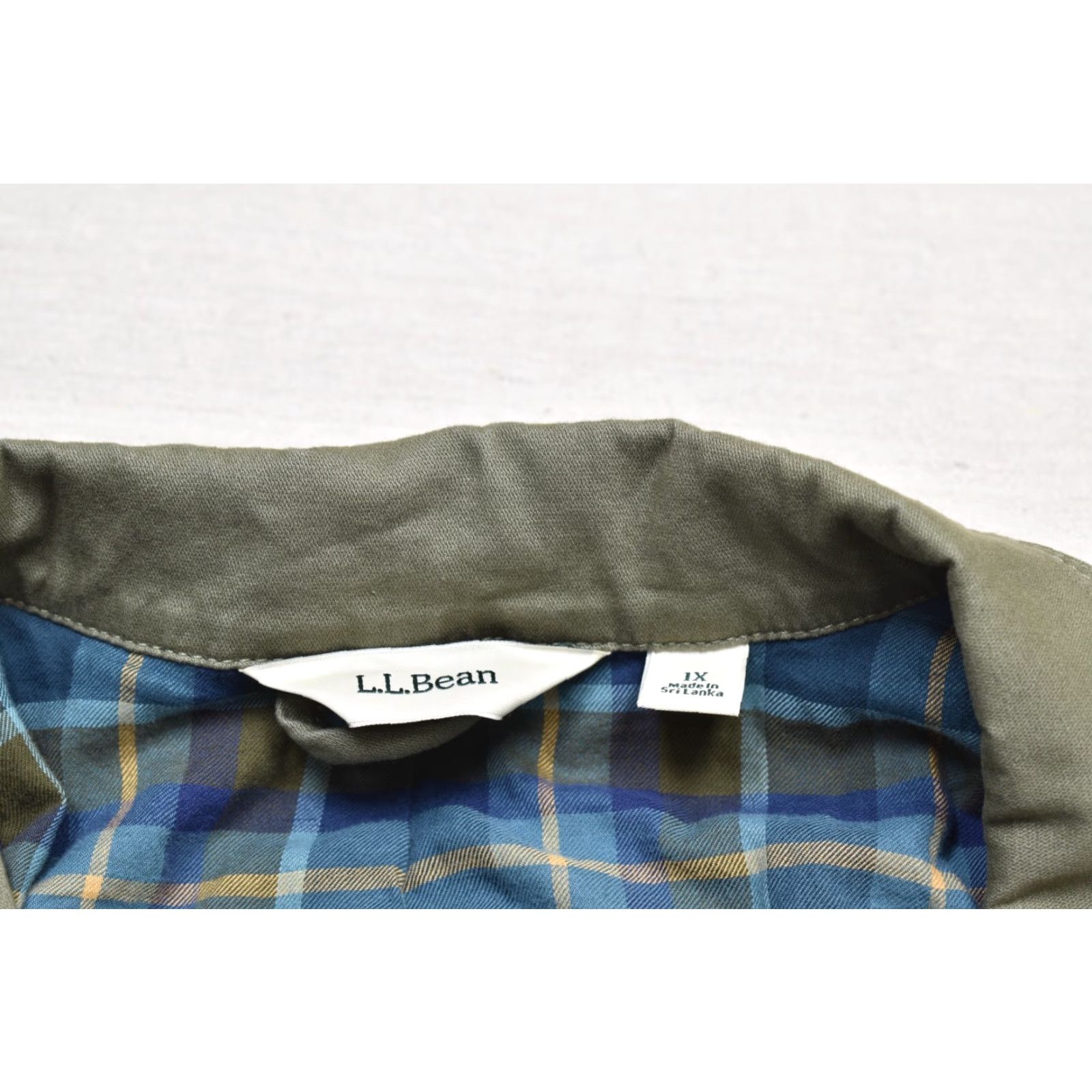 Vintage L.L. Bean Jacket Women 1X Olive Green Plaid Lined Cotton Blend Utility Womens Size XL / US 12-14 / IT 48-50 - 5 Thumbnail