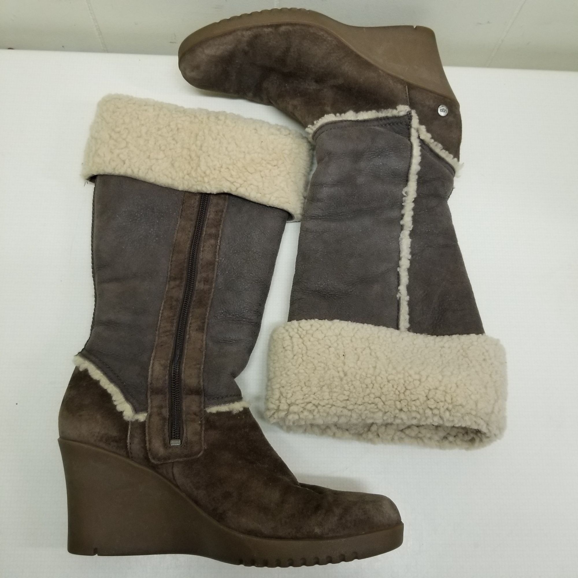 Ugg 9 Brown Tall Boots 5451 SANDRA Brown Leather Sheepskin W Footwear