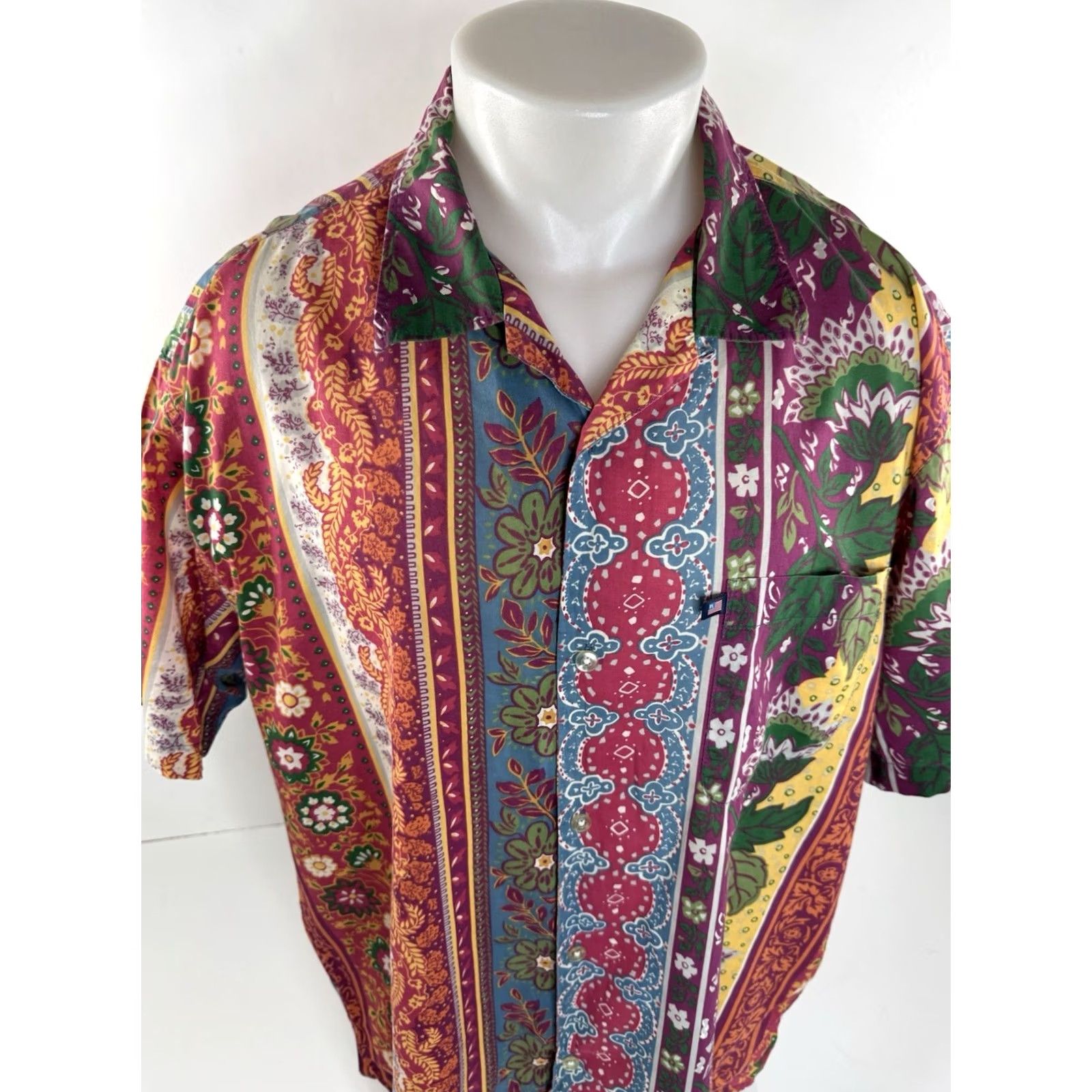 Ralph Lauren RALPH LAUREN POLO JEANS FLAG Loop Collar Paisley Floral Colorful L XL Camp Shirt Mens Button-Up Short Sleeve Multicolor Size US L / EU 52-54 / 3 - 2 Thumbnail
