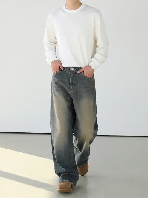 Japanese Brand × Jean Loose wide-leg Japanese trendy distressed washed jeans Size US 34 / EU 50 - 2 Thumbnail