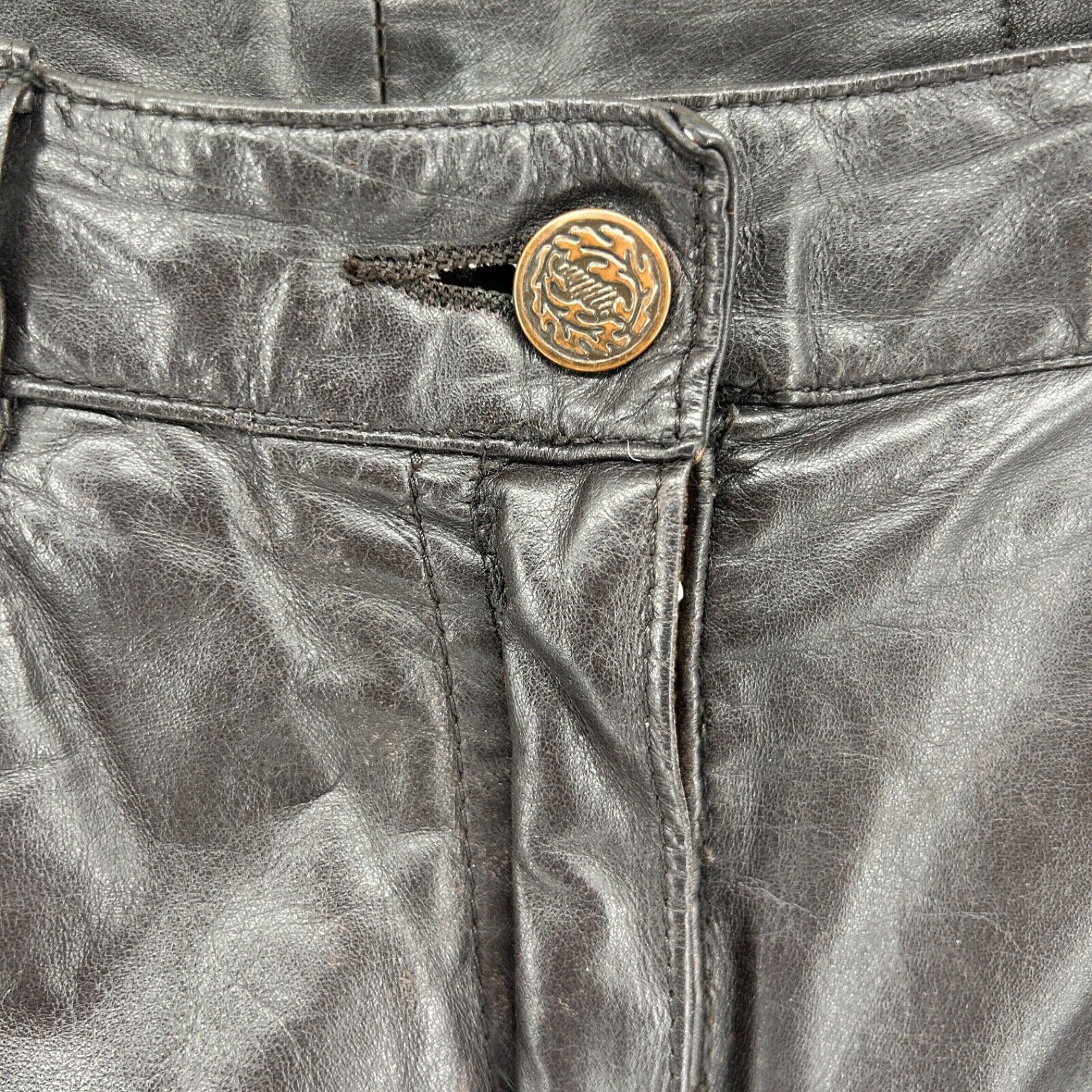 Other 80s/90s Pia Rucci Dark Chocolate Brown 100% LEATHER Pants Size 30" / US 8 / IT 44 - 2 Thumbnail