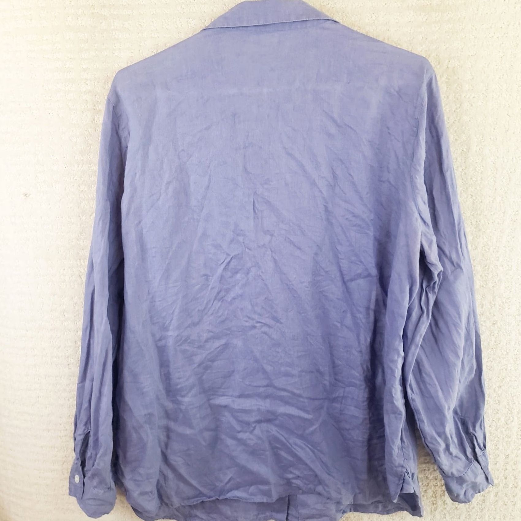 J. Jill J. Jill Linen Love Missy Button Up Collared Long Sleeve 100% Linen Shirt M Blue Womens Shirt Size M / US 6-8 / IT 42-44 - 6 Thumbnail
