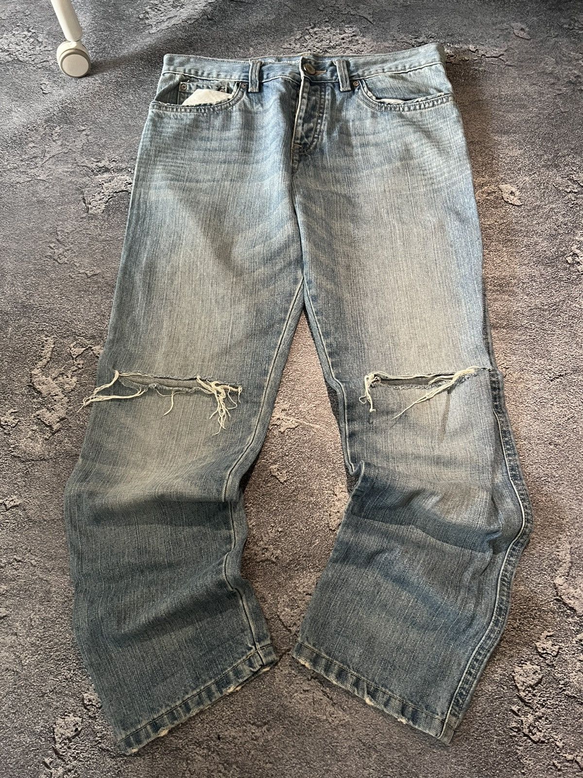Japanese Brand Vintage Relaxed Draped Skinny Jean / Number Nine Style Blue Size US 32 / EU 48 - 2 Thumbnail