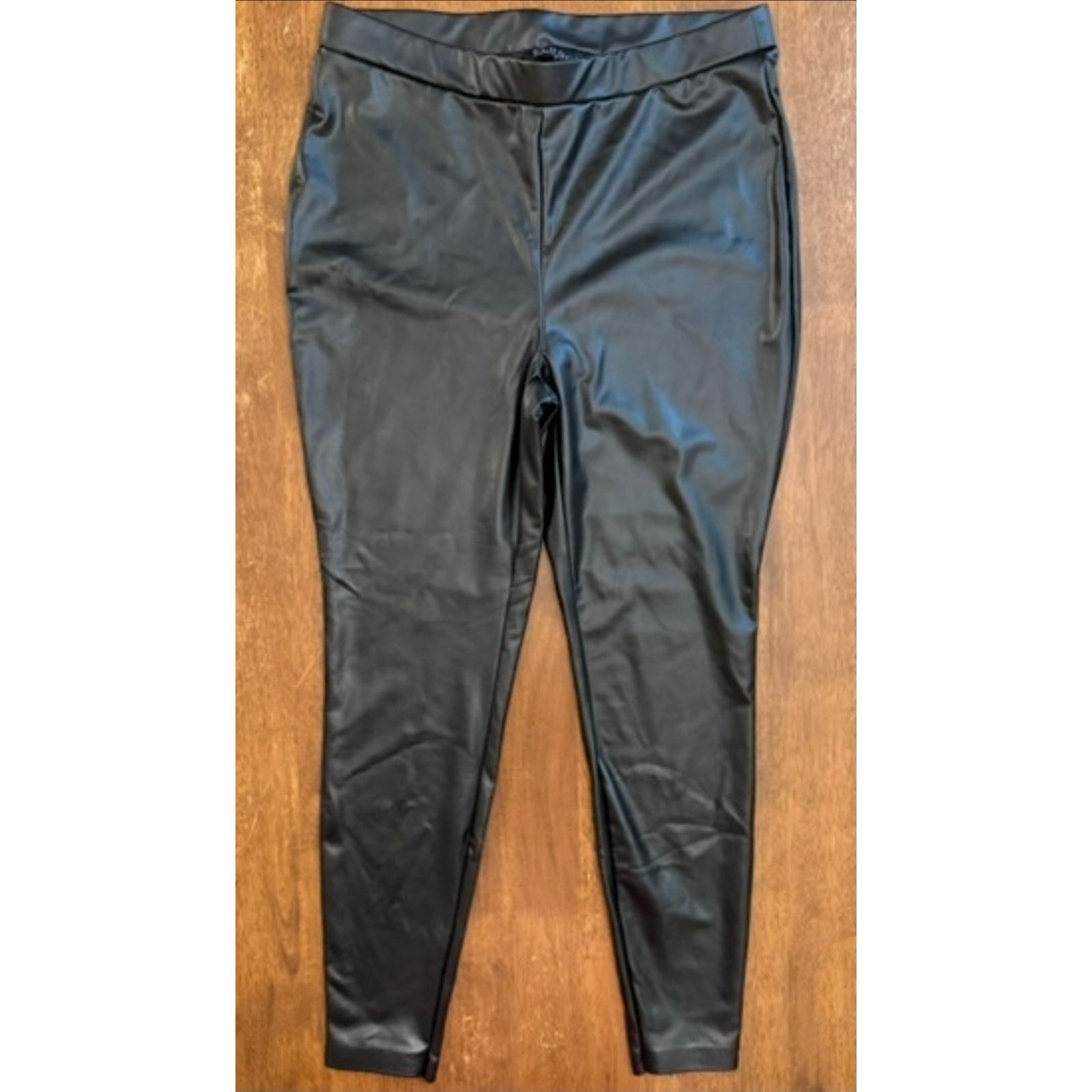 Other NWT Eloquii Black Faux Leather Leggings, size 14 Size 36" / US 14 / IT 50 - 2 Thumbnail