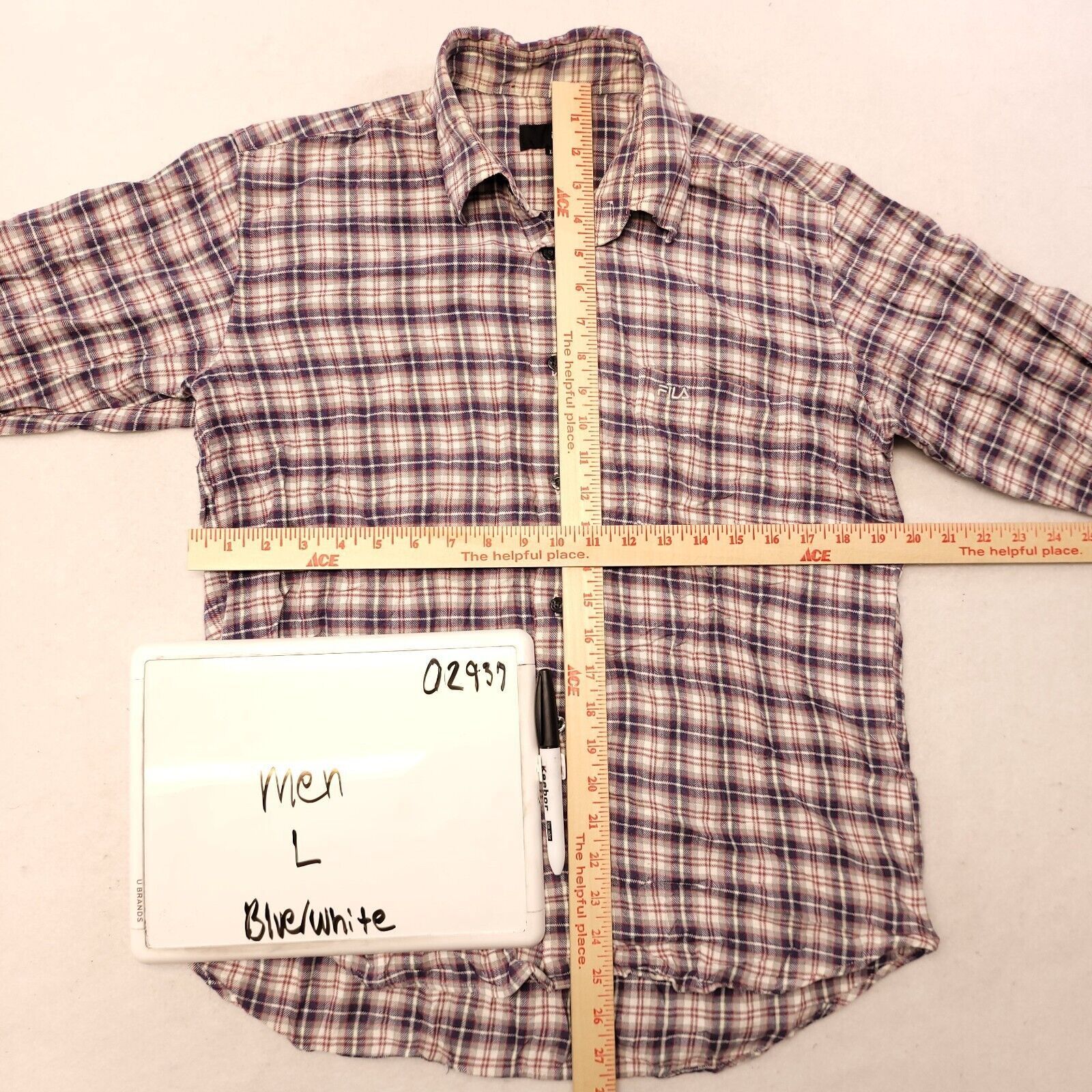 Fila Fila Tartan Flannel Shirt Mens Size Large L Blue White Size US L / EU 52-54 / 3 - 6 Thumbnail