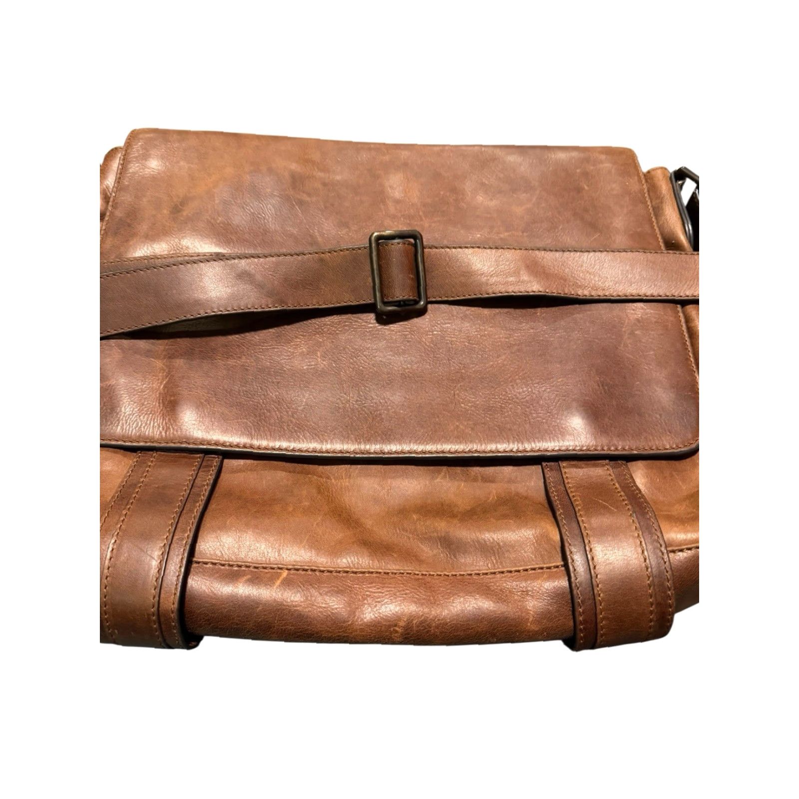 Frye VINTAGE Frye Oliver Leather Messenger Bag Brown Briefcase Laptop Satchel 15" MSRP 58 Unisex Adults Bag Brown Leather Messenger Pouch 15" Mens Womens Size ONE SIZE - 2 Thumbnail