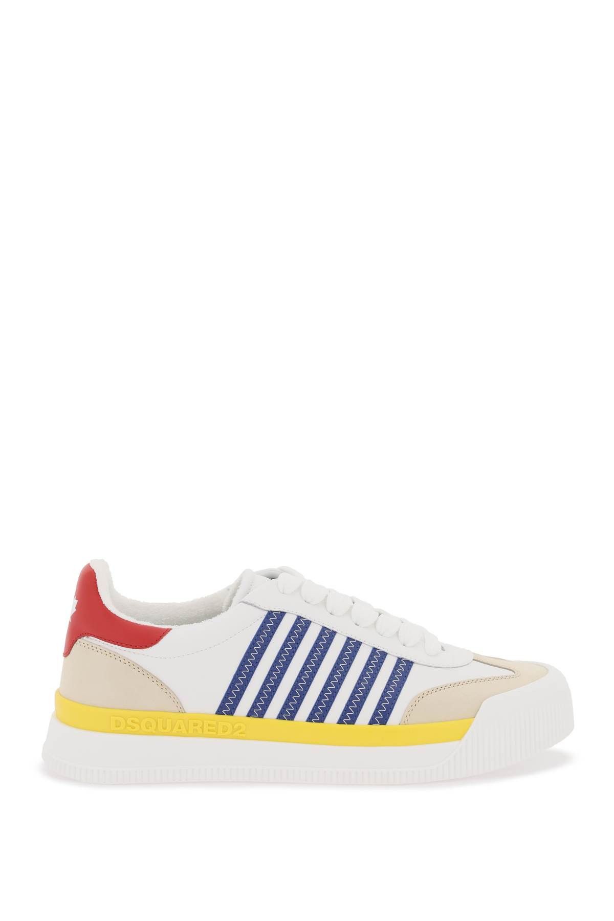 image of Dsquared2 New Jersey Sneakers in White Yellow Blue, Men's (Size 10)