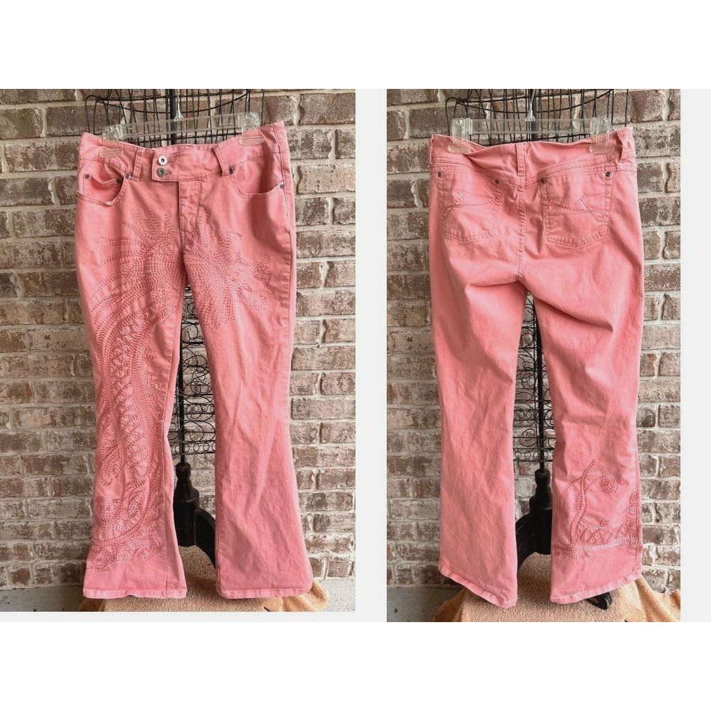 Vintage Vintage 90's Taunt Pants Size 7 Peach Low Rise Wide Leg Size 31" - 4 Thumbnail