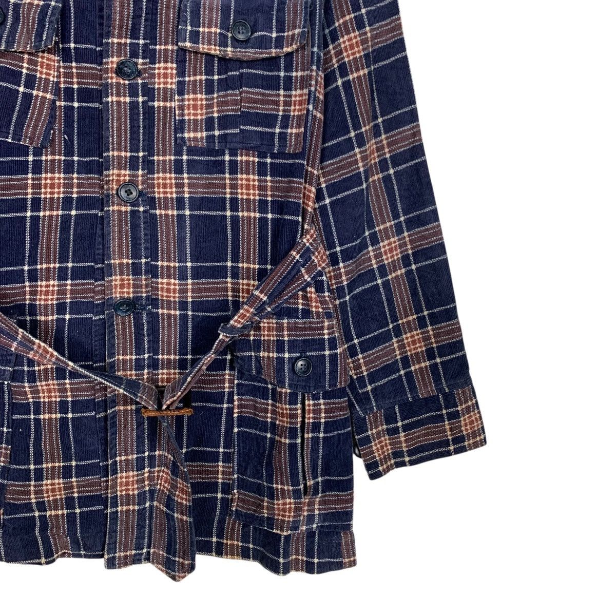 Japanese Brand VANBON & V-ROLA Checked Belted Flannel Shirt #2924-C132 Size US L / EU 52-54 / 3 - 4 Thumbnail