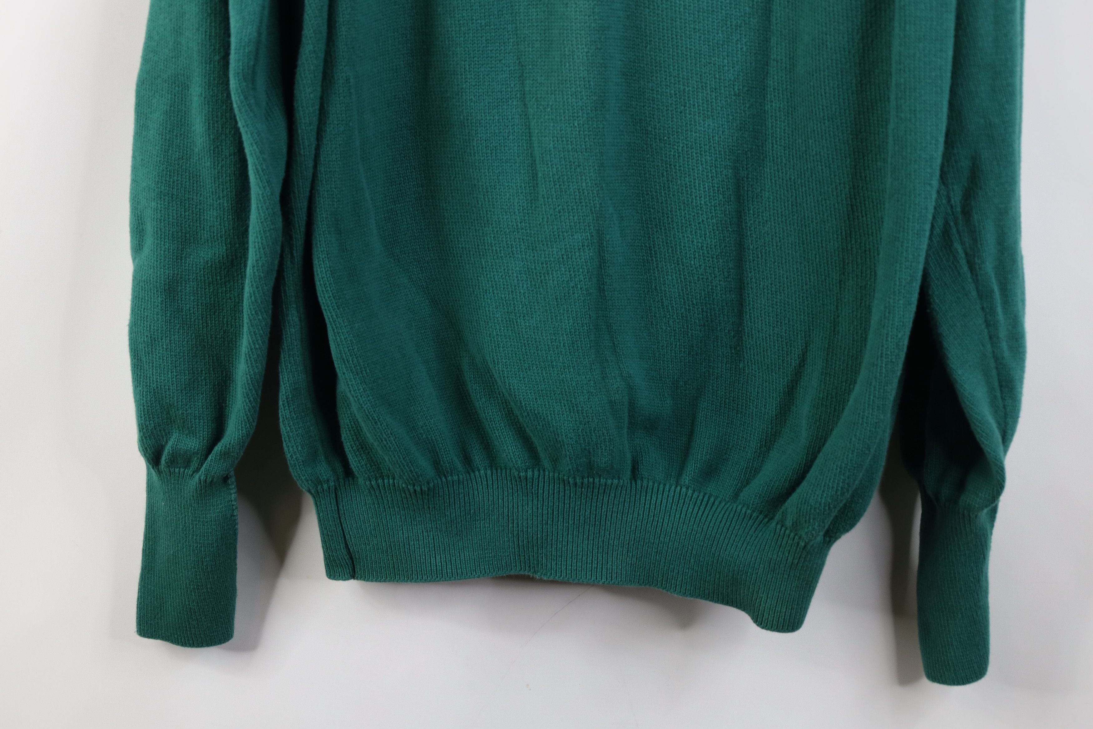Izod Vintage 90s Izod Cotton Ribbed Knit V-Neck Sweater Green USA Size US L / EU 52-54 / 3 - 3 Thumbnail